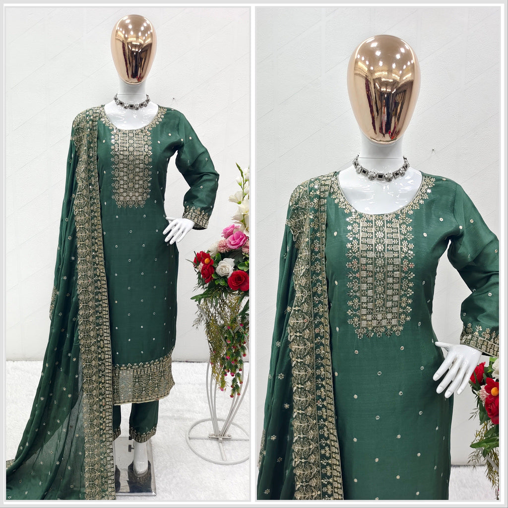 Beautiful Party Wear Top-Pent With Dupatta Set