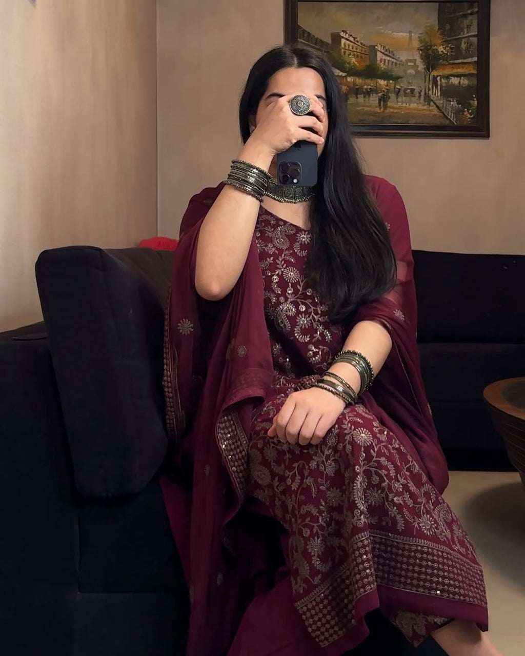 पार्टी वियर डिज़ाइनर टॉप-बॉटम और खूबसूरत दुपट्टा