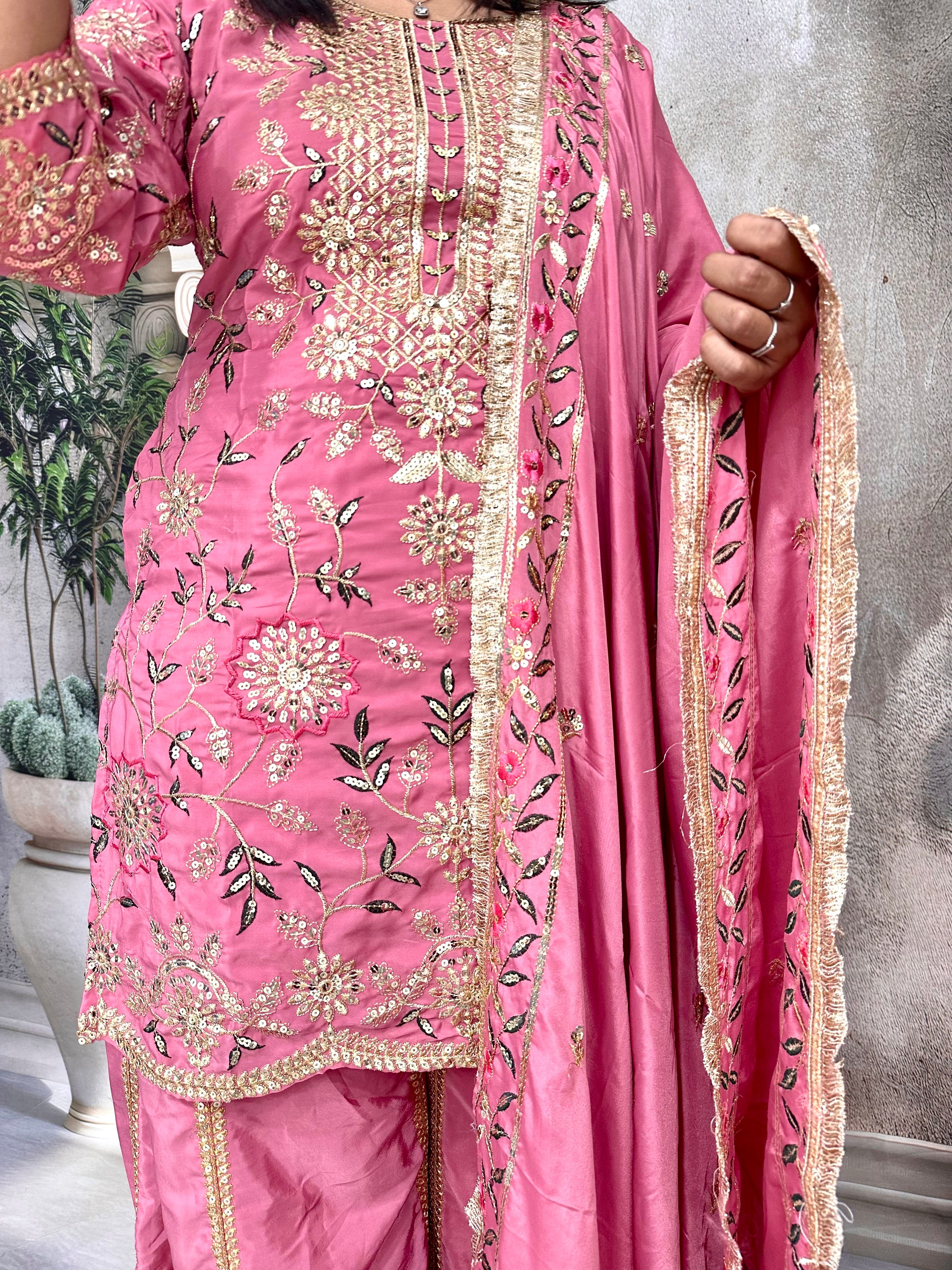 पार्टी में पहनने के लिए सुंदर टॉप और बॉटम दुपट्टे के साथ