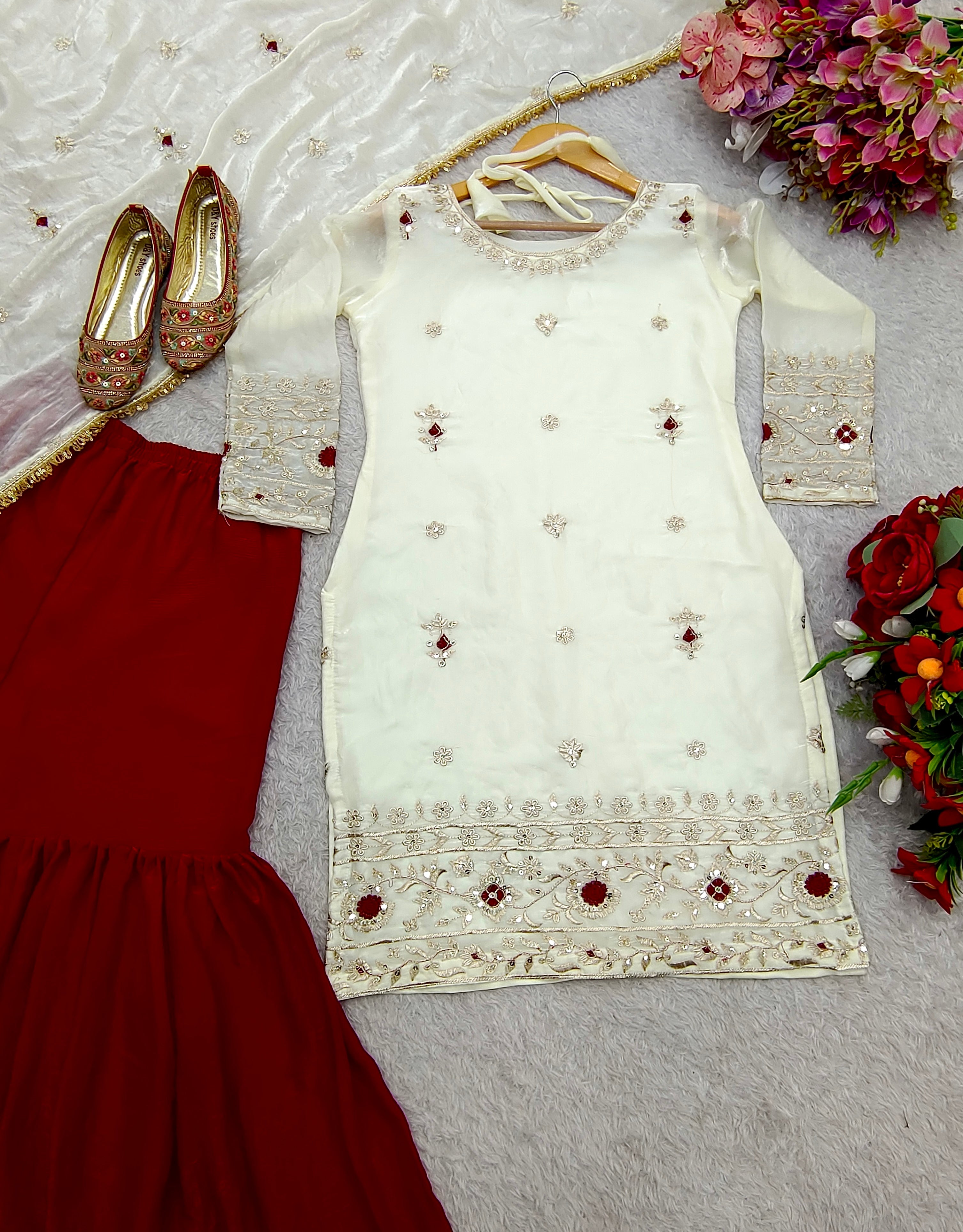 Beautiful Party Wear Top-Sharara And Fancy Dupatta
