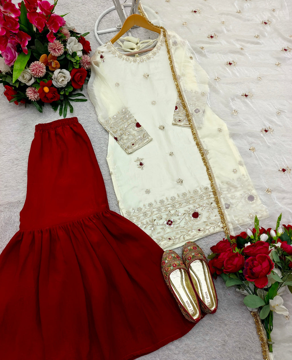 Beautiful Party Wear Top-Sharara And Fancy Dupatta