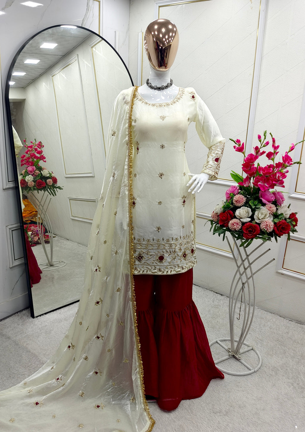 Beautiful Party Wear Top-Sharara And Fancy Dupatta