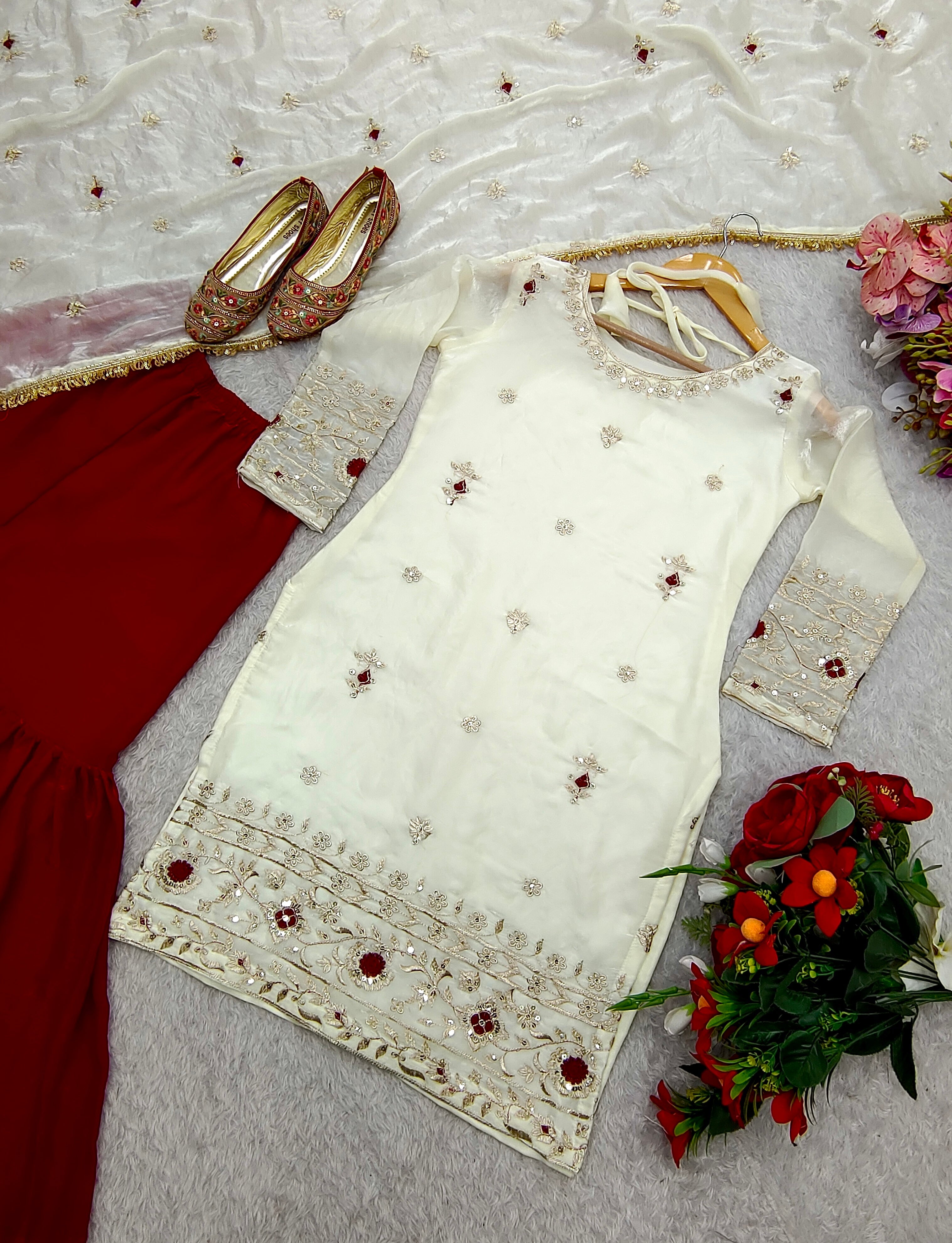 Beautiful Party Wear Top-Sharara And Fancy Dupatta