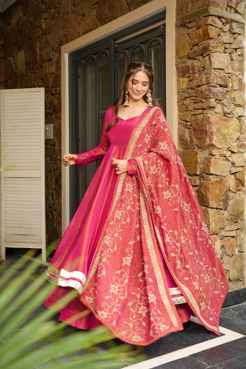 Party Wear Designer Anarkali Gown, Plazzo And Dupatta