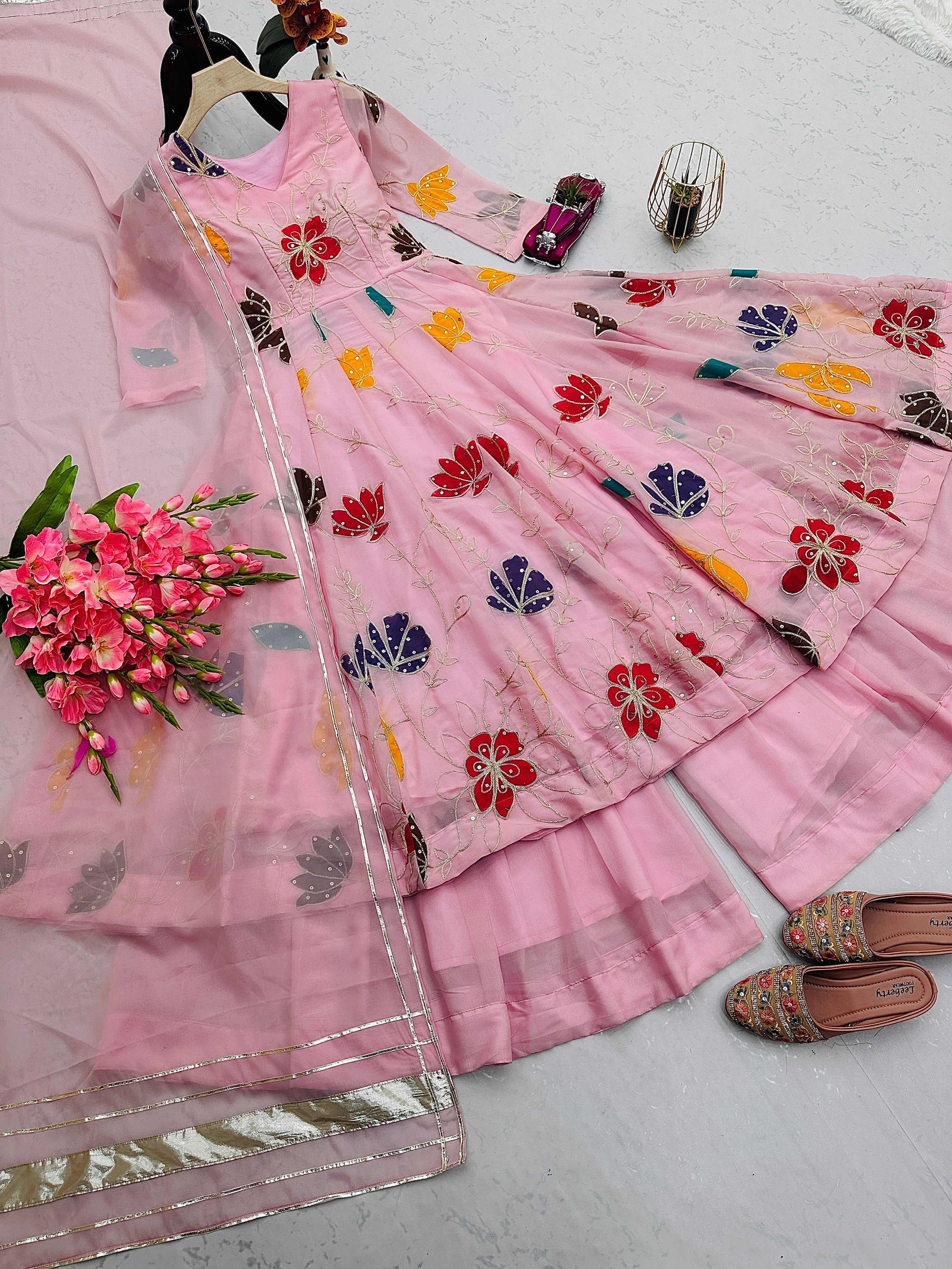 Designer Party Wear Look Gown, Pent And Beautiful Dupatta