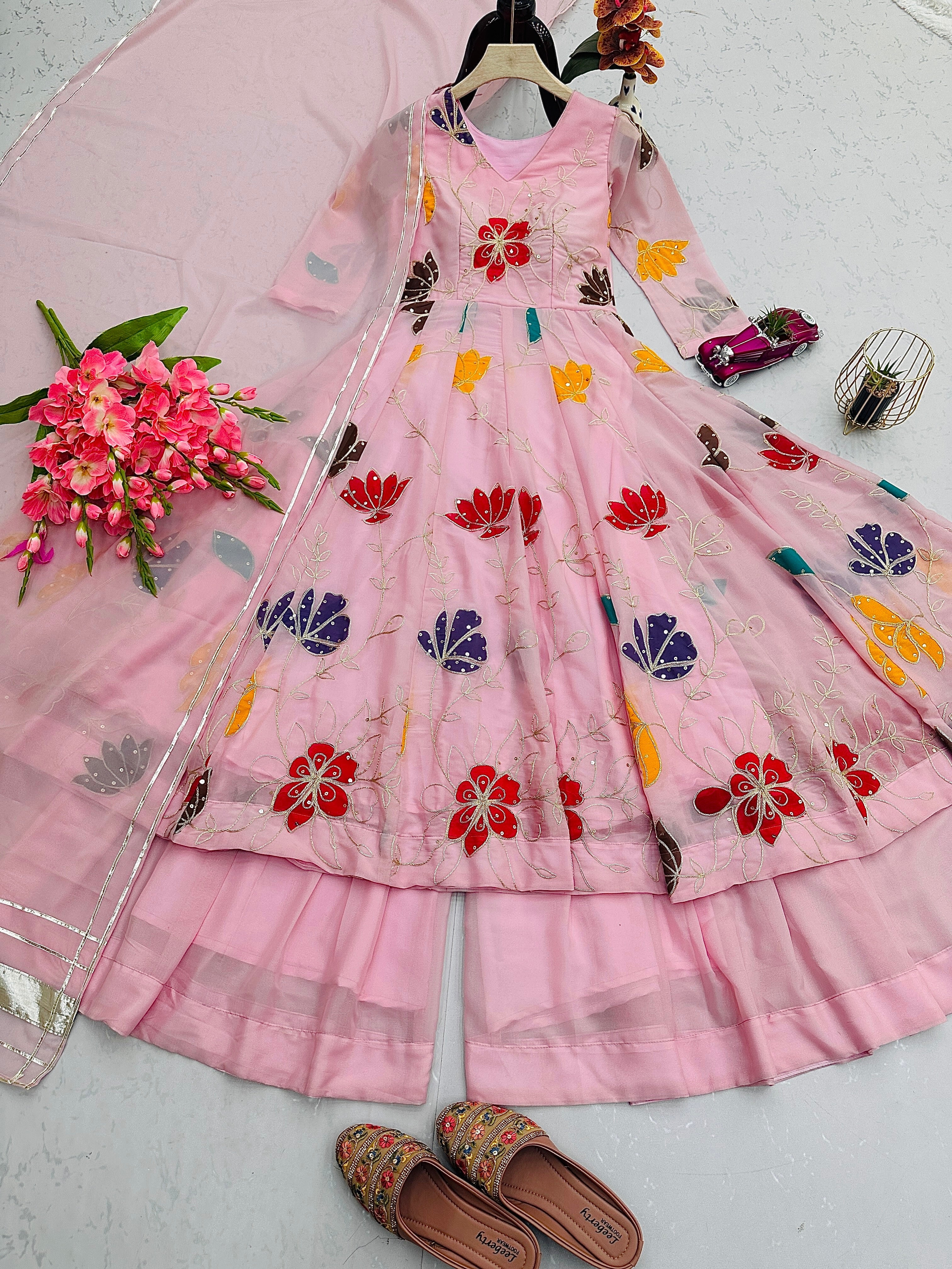 Designer Party Wear Look Gown, Pent And Beautiful Dupatta