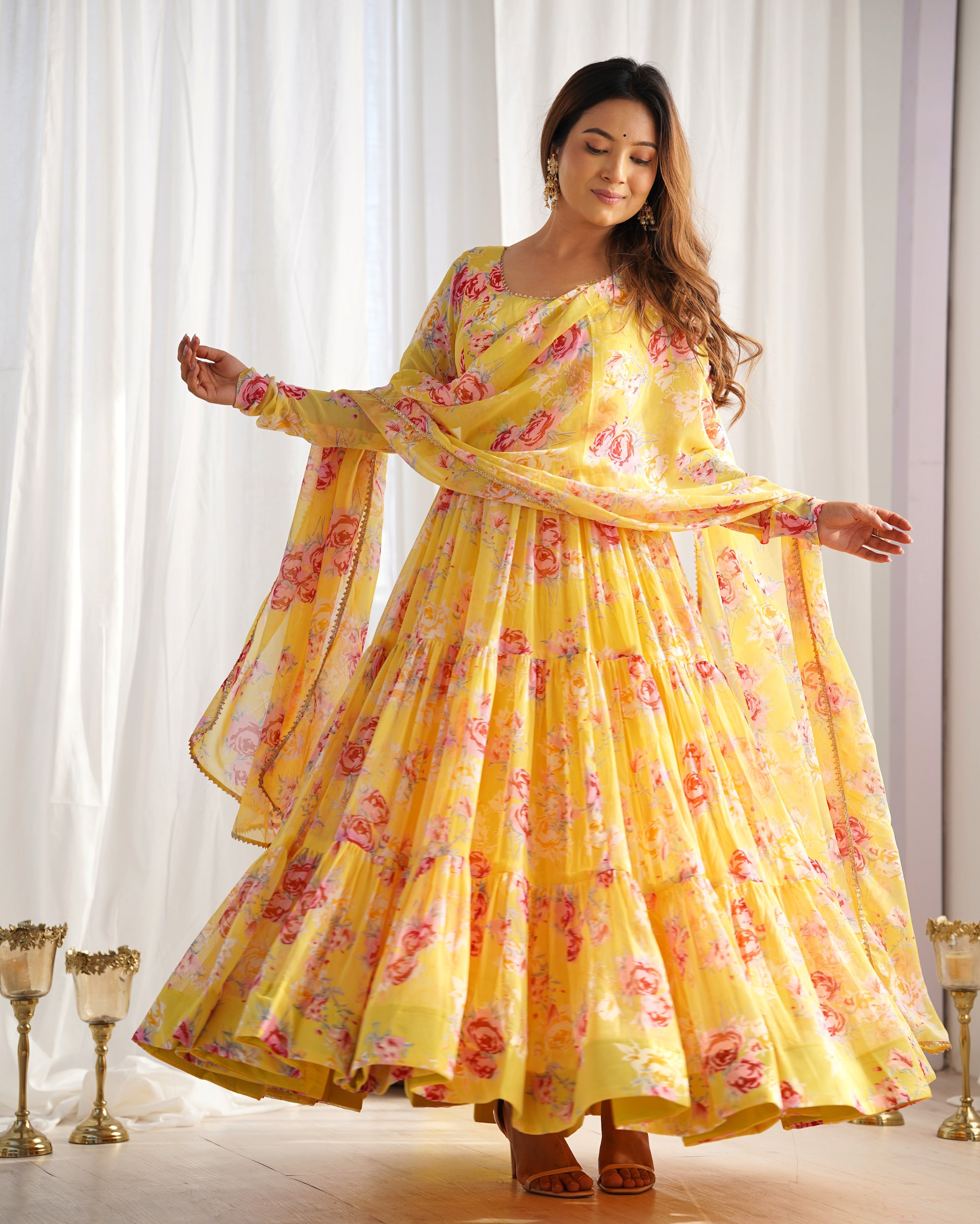 Designer Party Wear Look Anarkali Gown And Pent With Dupatta