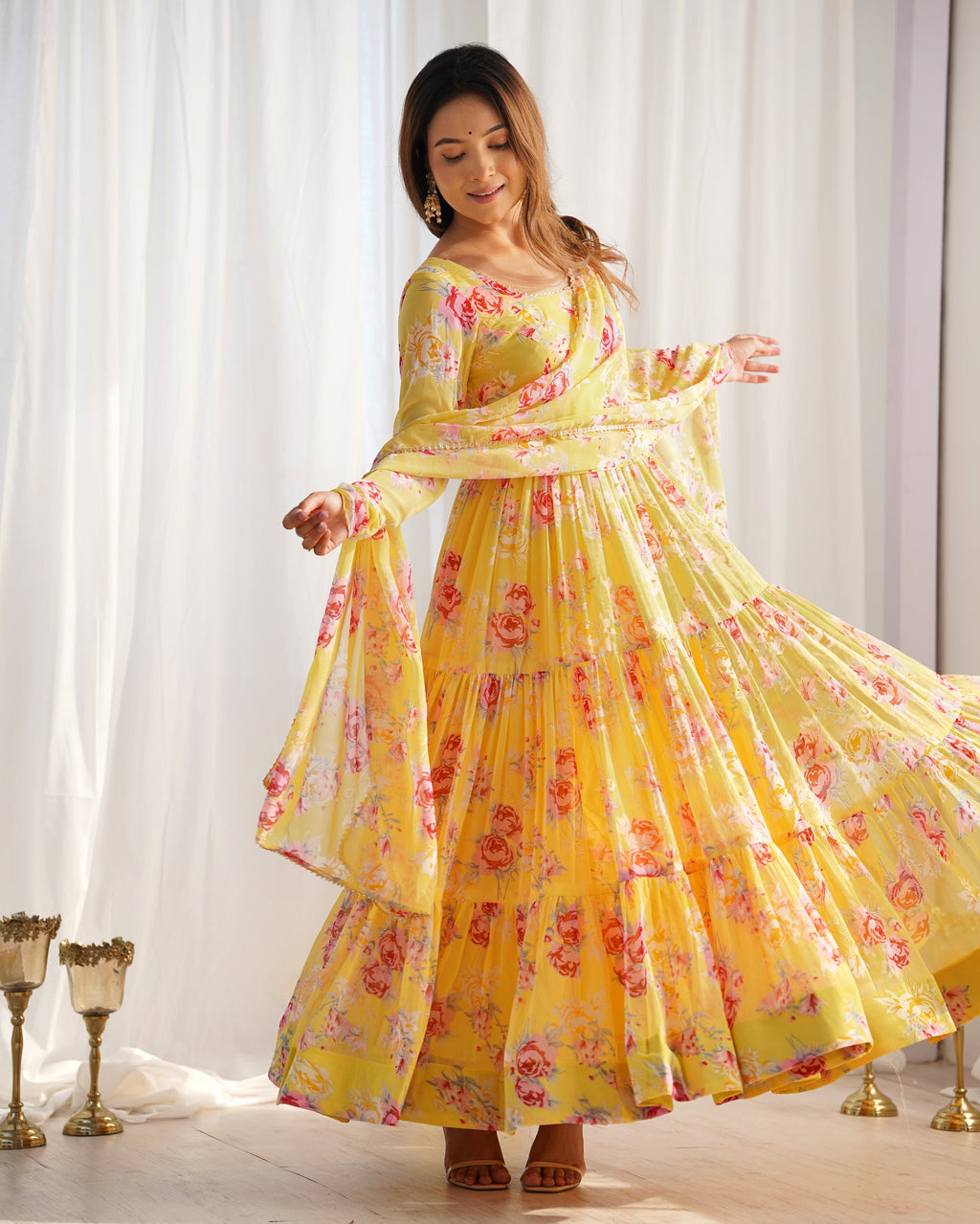Designer Party Wear Look Anarkali Gown And Pent With Dupatta