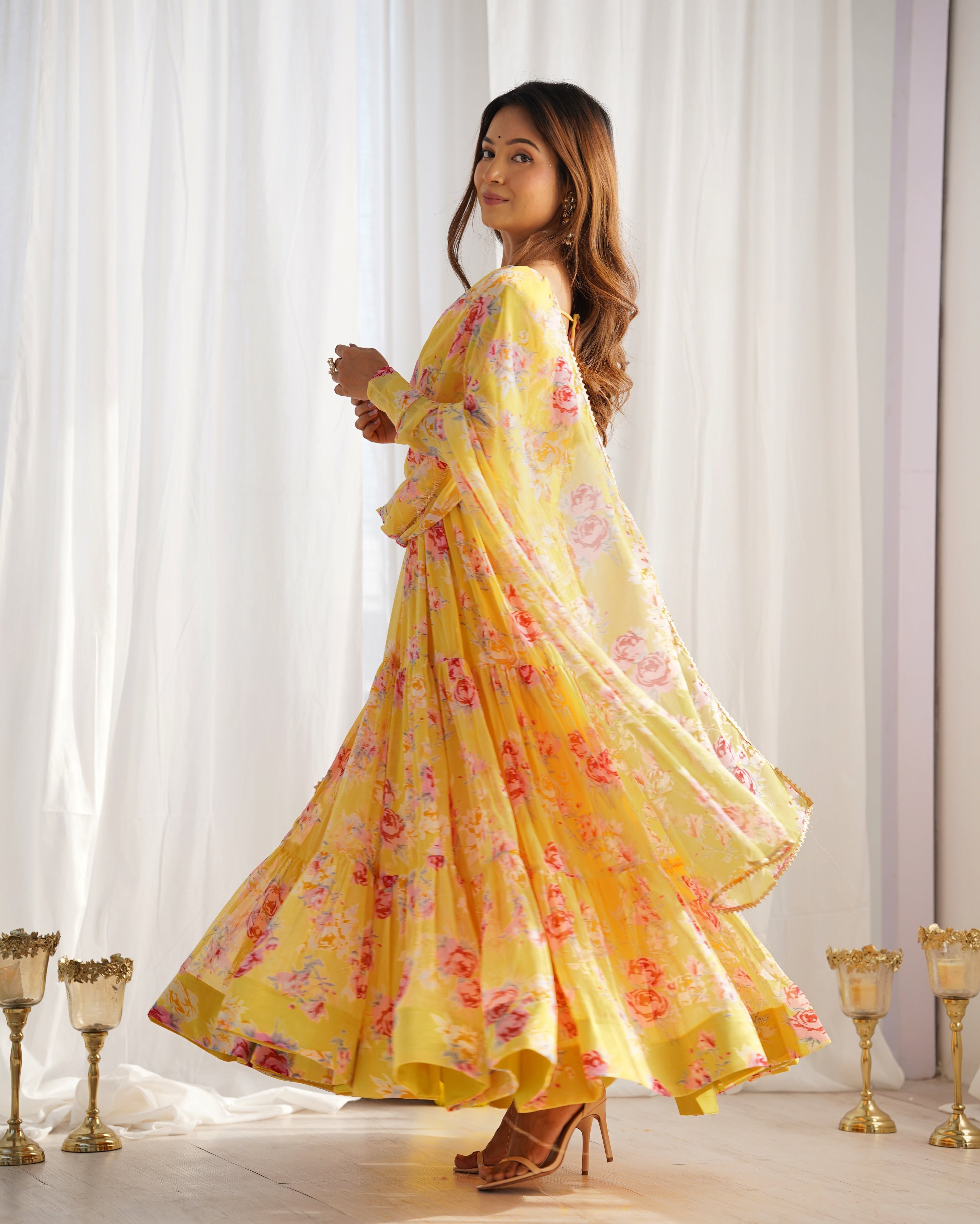 Designer Party Wear Look Anarkali Gown And Pent With Dupatta