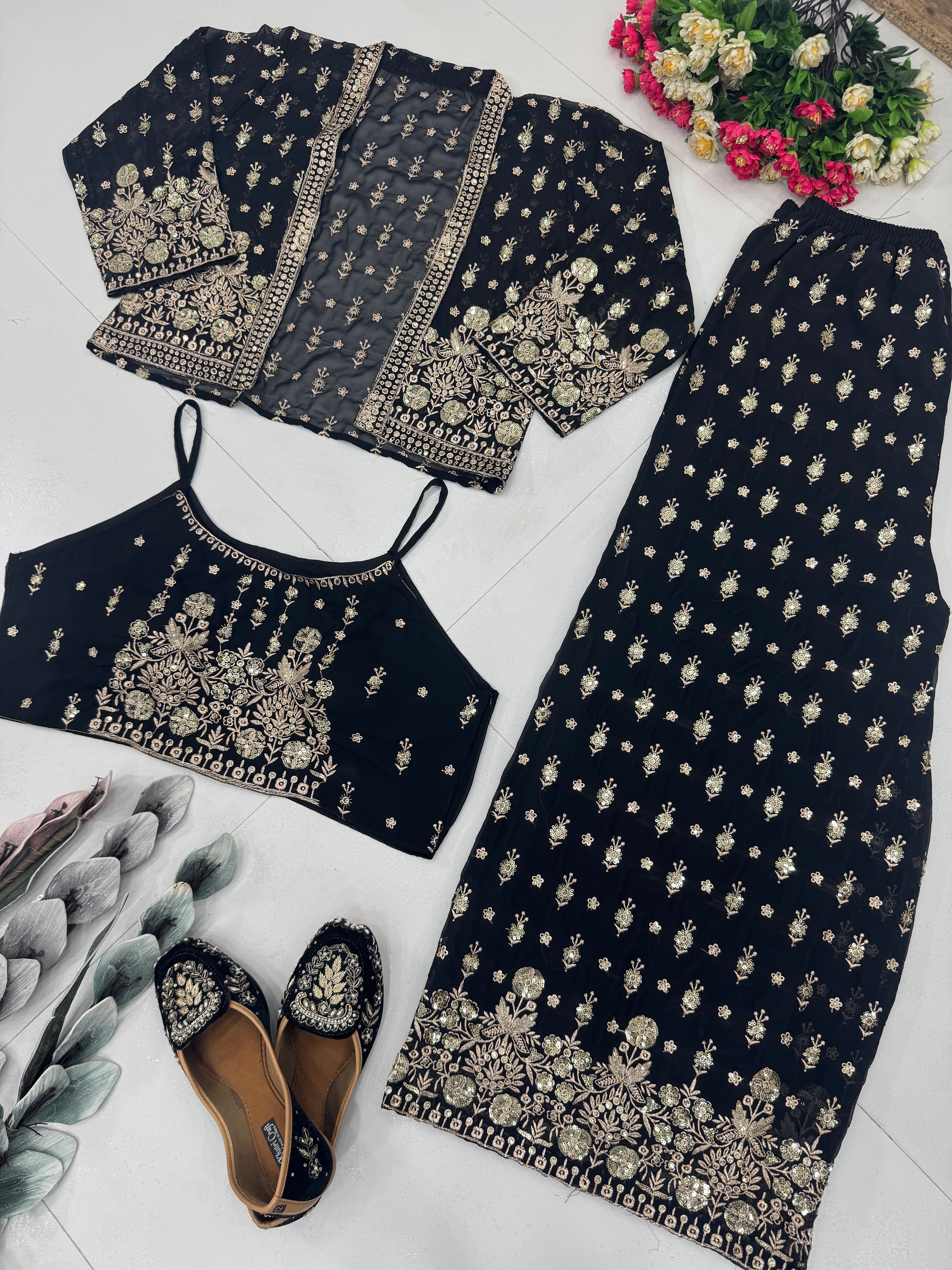 Designer Party Wear Koti Blouse Suit Set