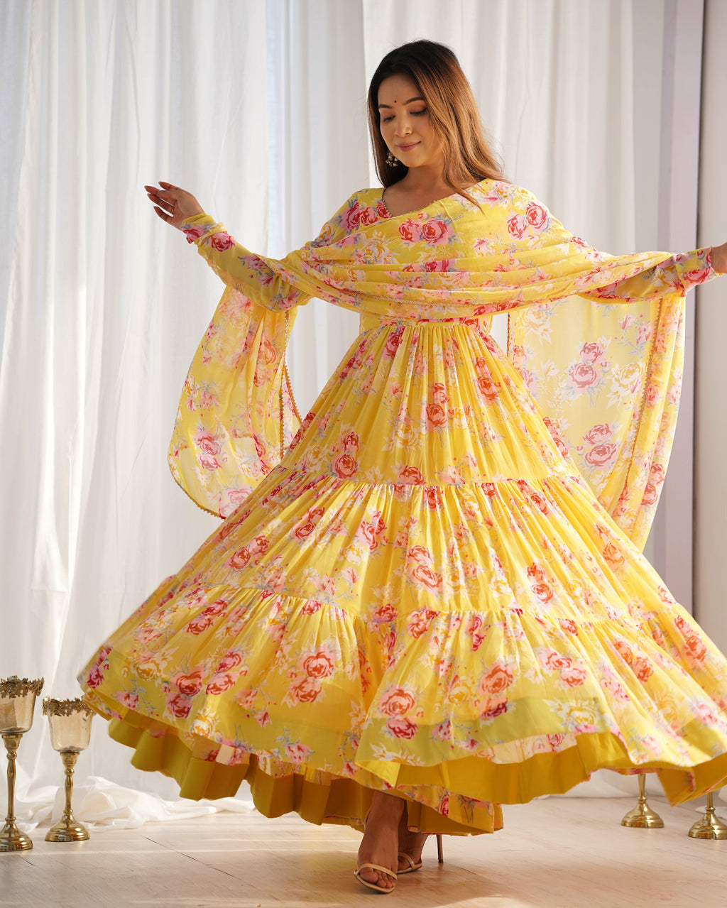 Designer Party Wear Look Anarkali Gown And Pent With Dupatta