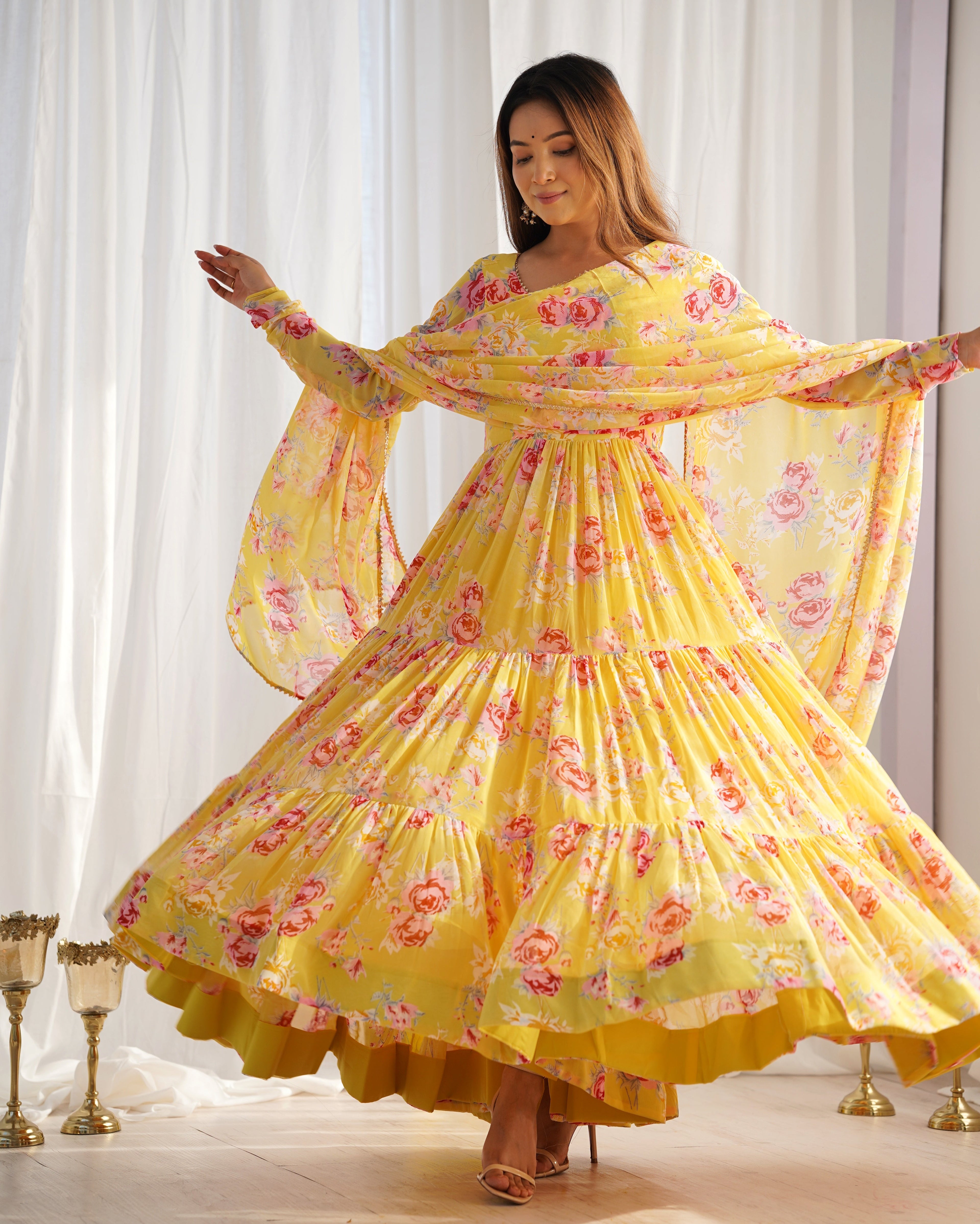 Designer Party Wear Look Anarkali Gown And Pent With Dupatta