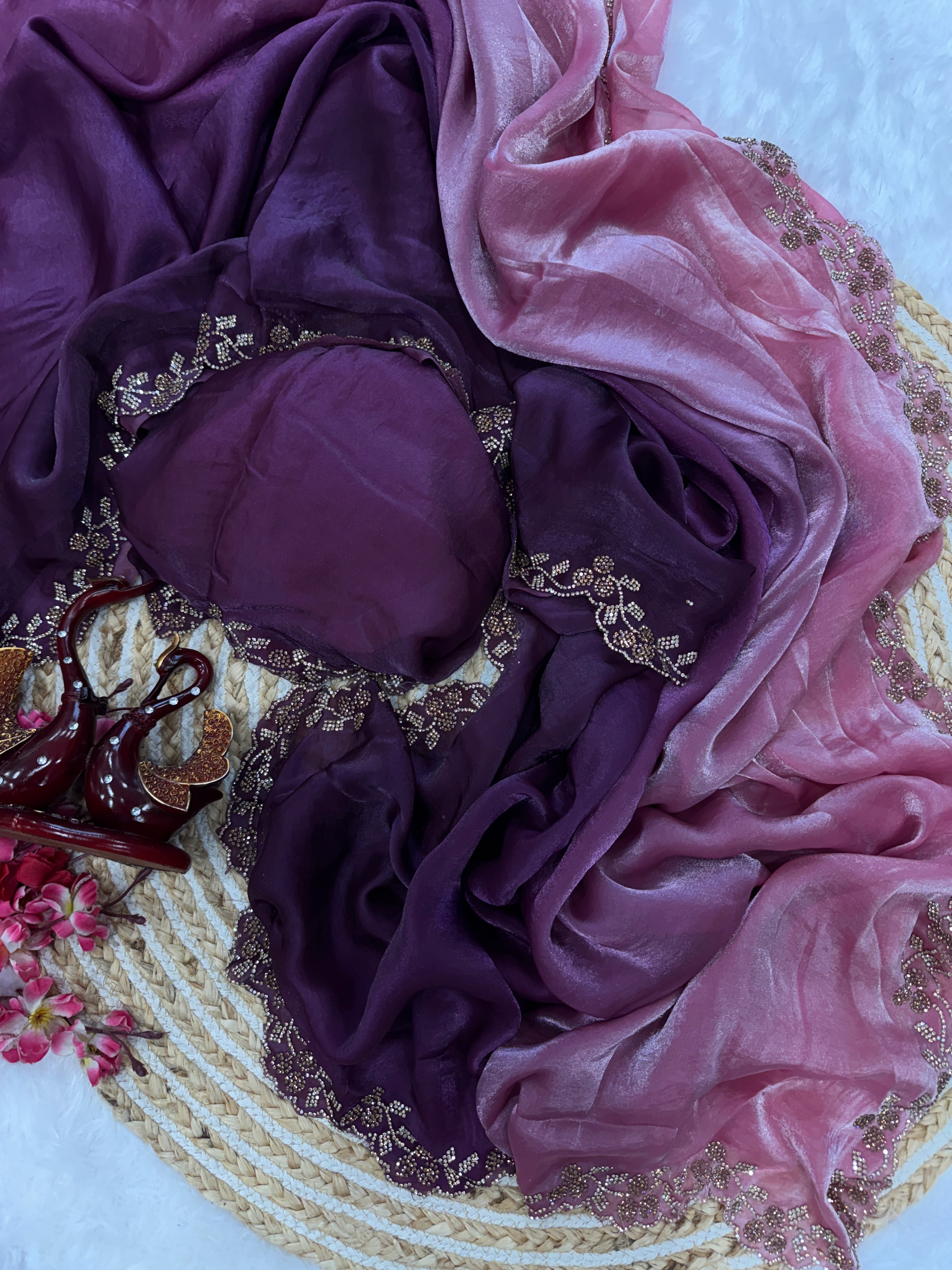 Designer Party Wear Style Saree With Dimond Work