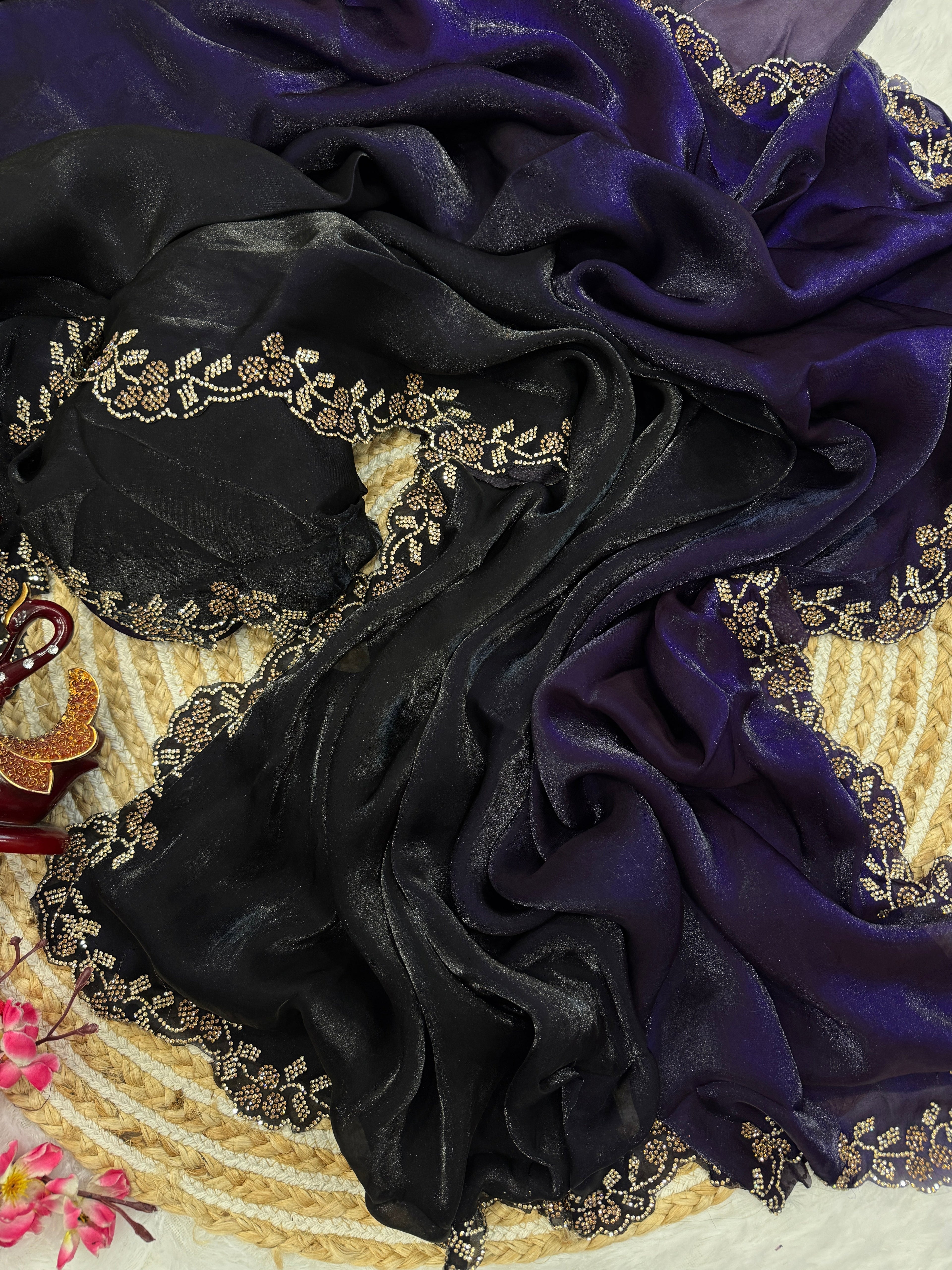 Designer Party Wear Style Saree With Dimond Work