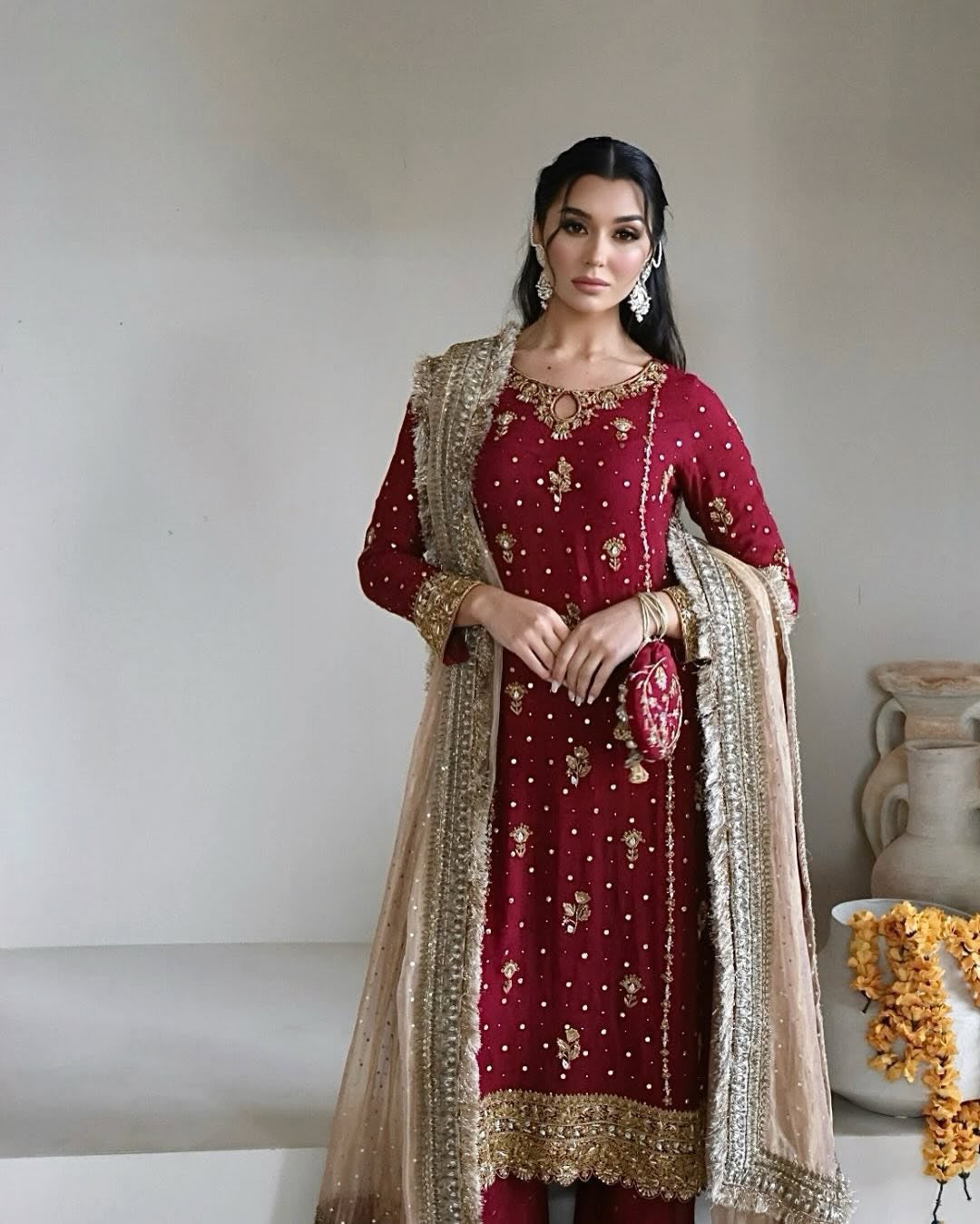 Designer Party Wear Look Top-Plazzo And Dupatta With Heavy Embroidery Work