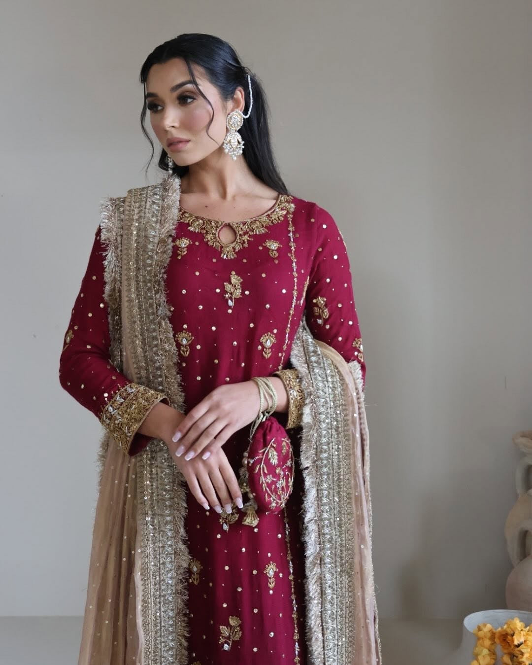 Designer Party Wear Look Top-Plazzo And Dupatta With Heavy Embroidery Work