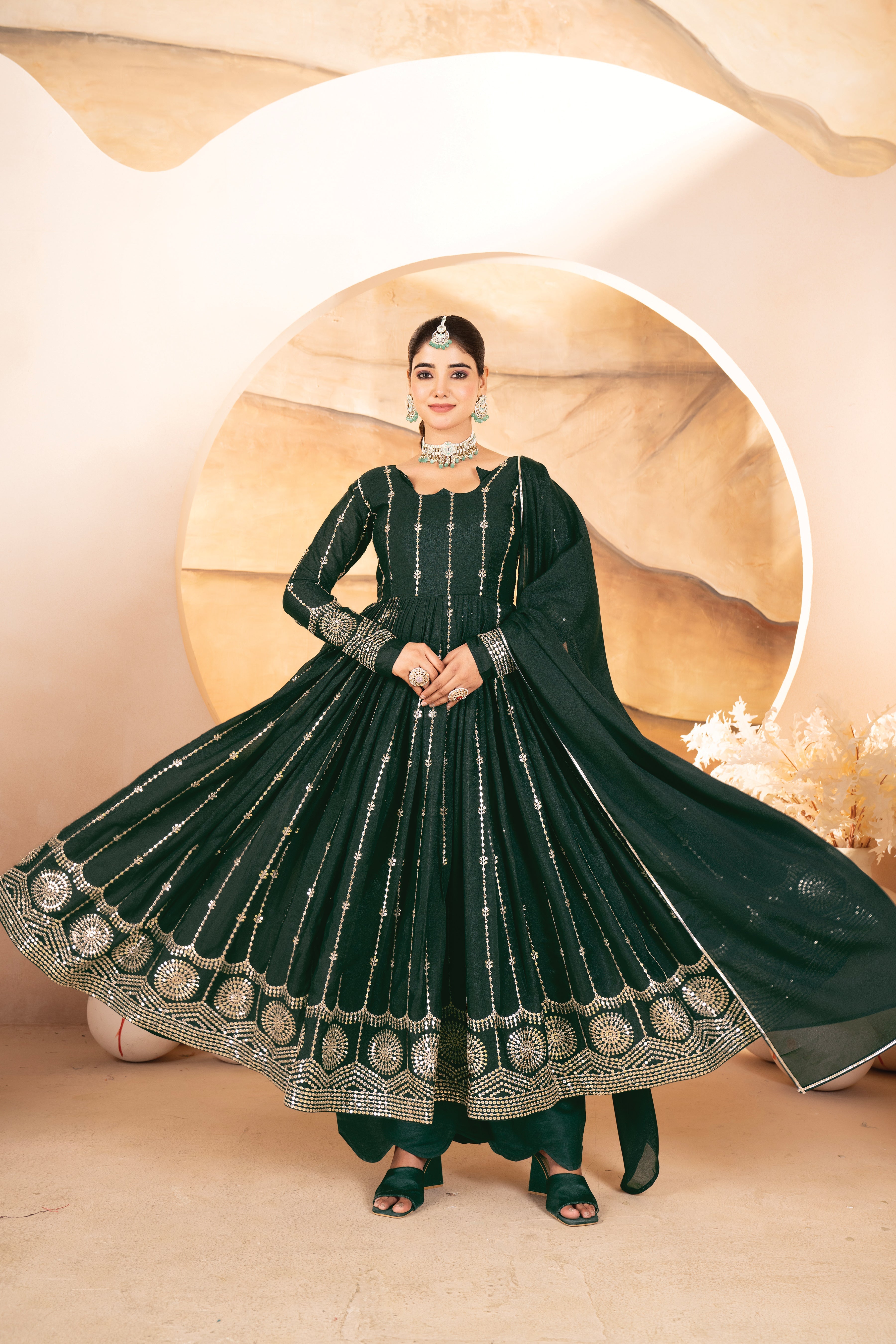 Party Wear Beautiful Anarkali Suit, Pent And Dupatta
