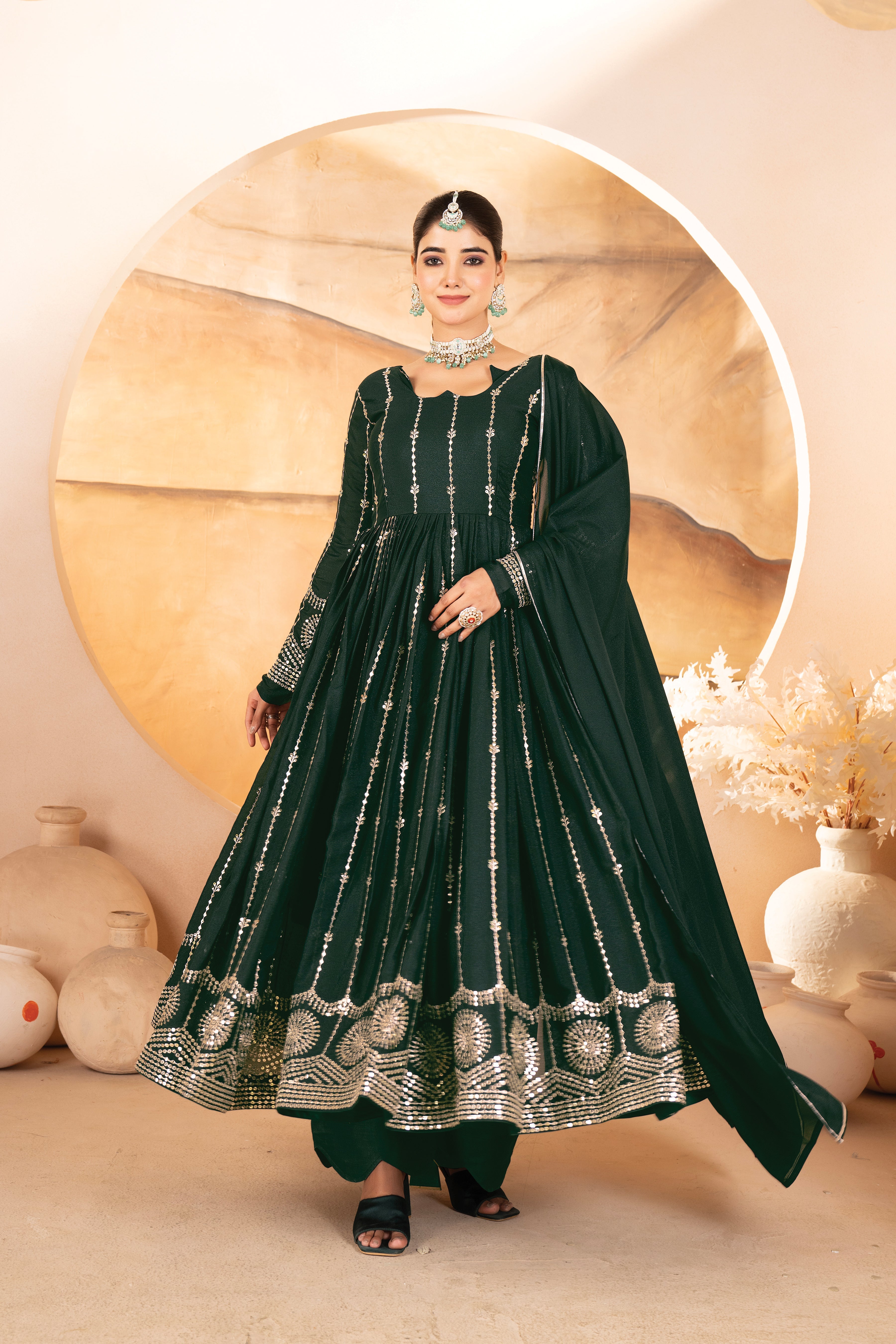 Party Wear Beautiful Anarkali Suit, Pent And Dupatta