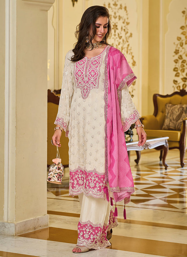 Beautiful Party Wear Top And Plazzo With Dupatta