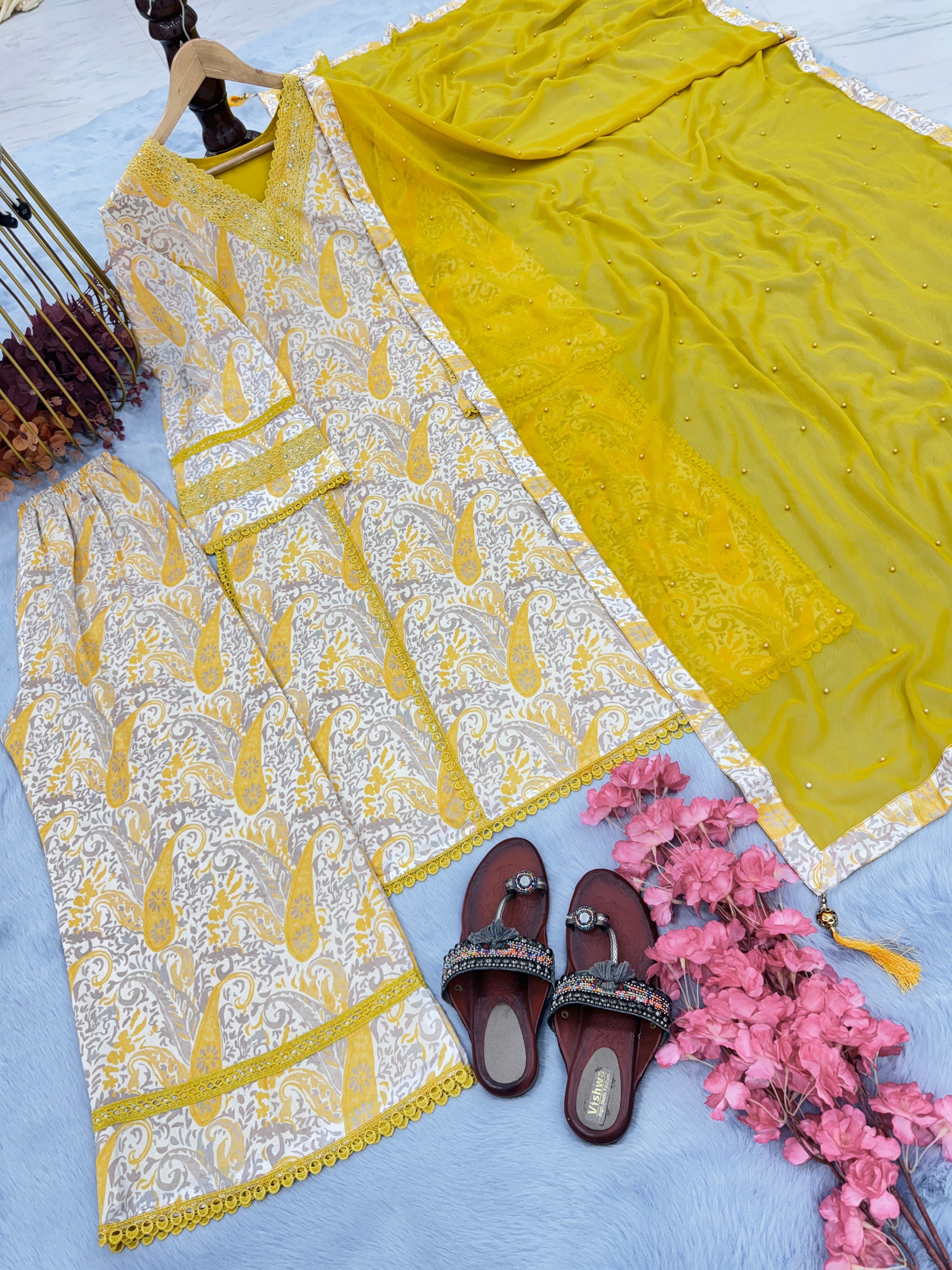 Designer Party Wear Look Top Plazzo & Dupatta Set