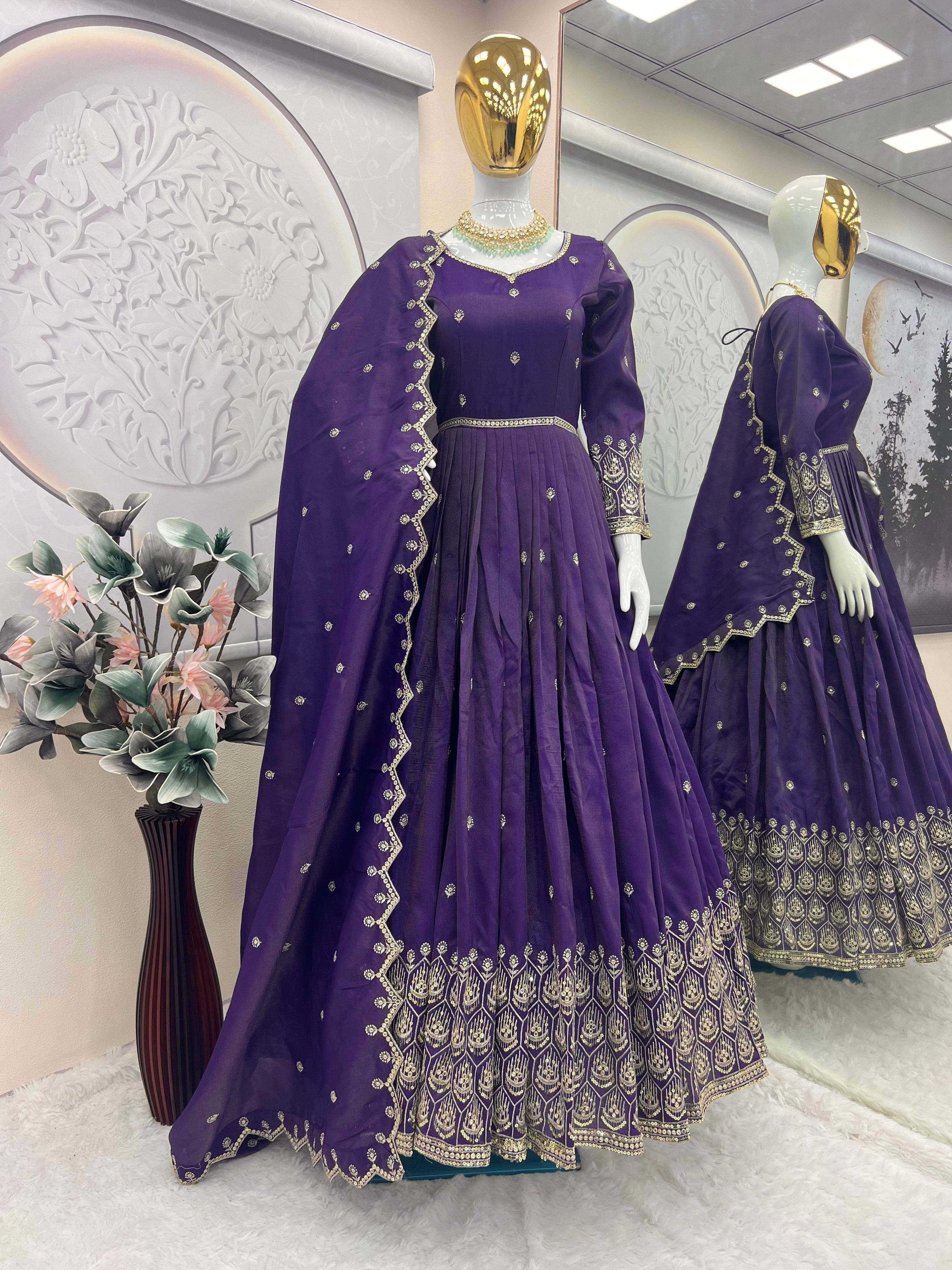 Party Wear Designer Anarkali Gown, Pent And Dupatta