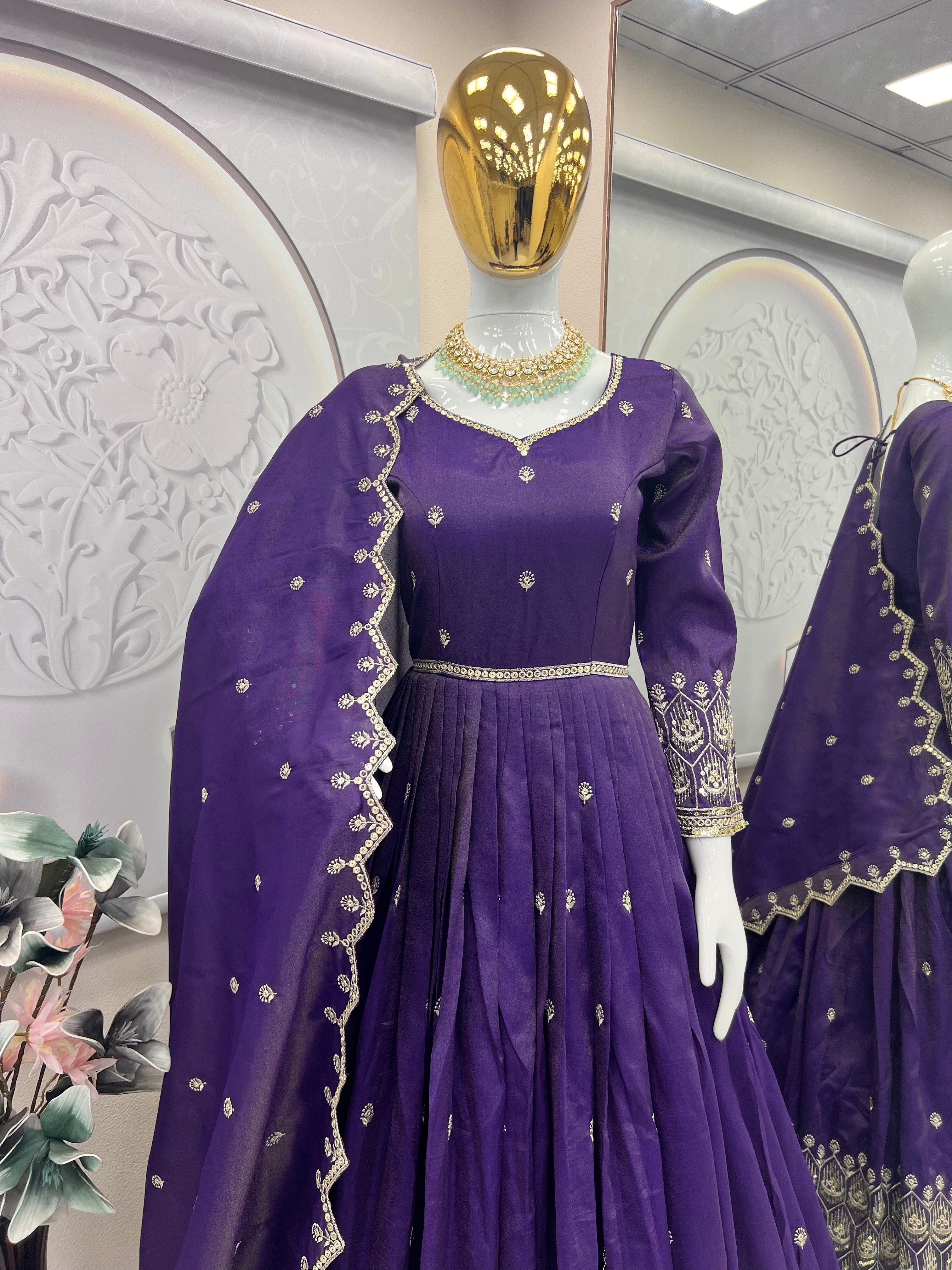 Party Wear Designer Anarkali Gown, Pent And Dupatta