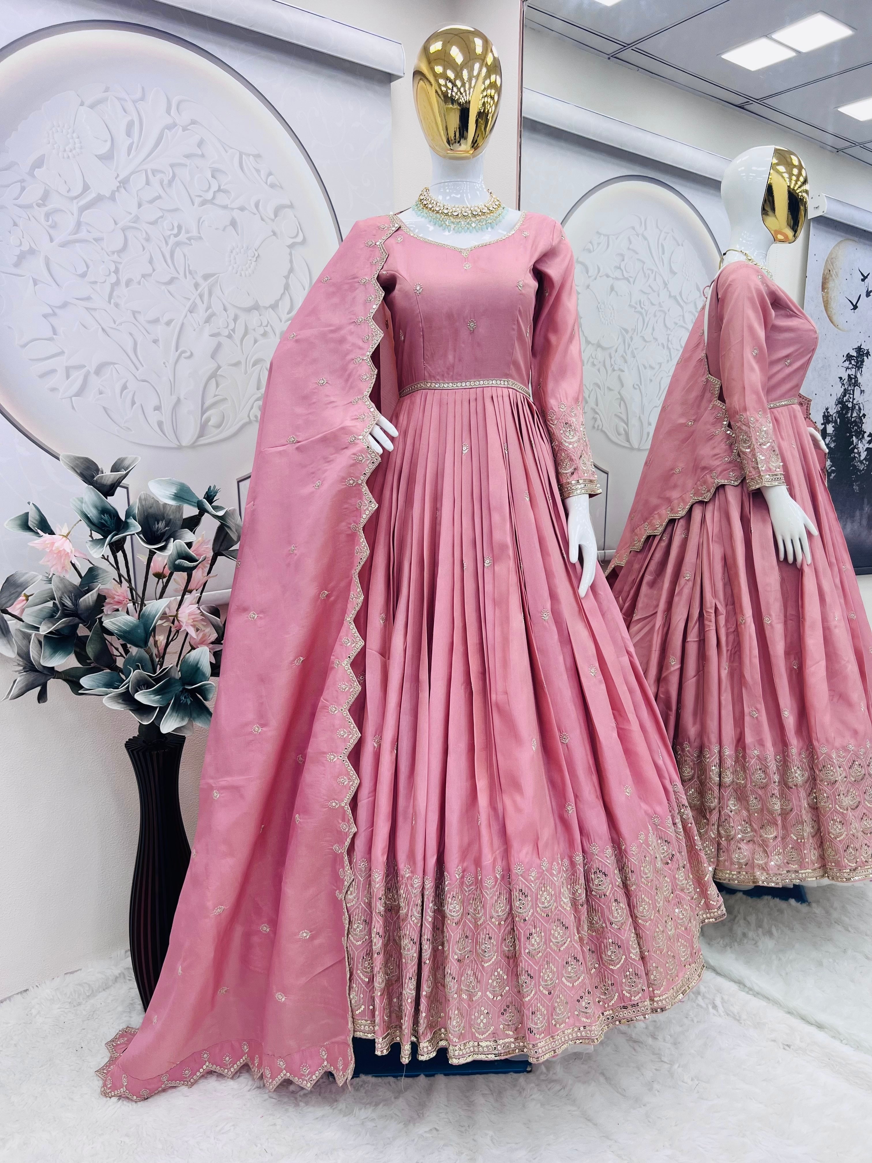 Party Wear Designer Anarkali Gown, Pent And Dupatta