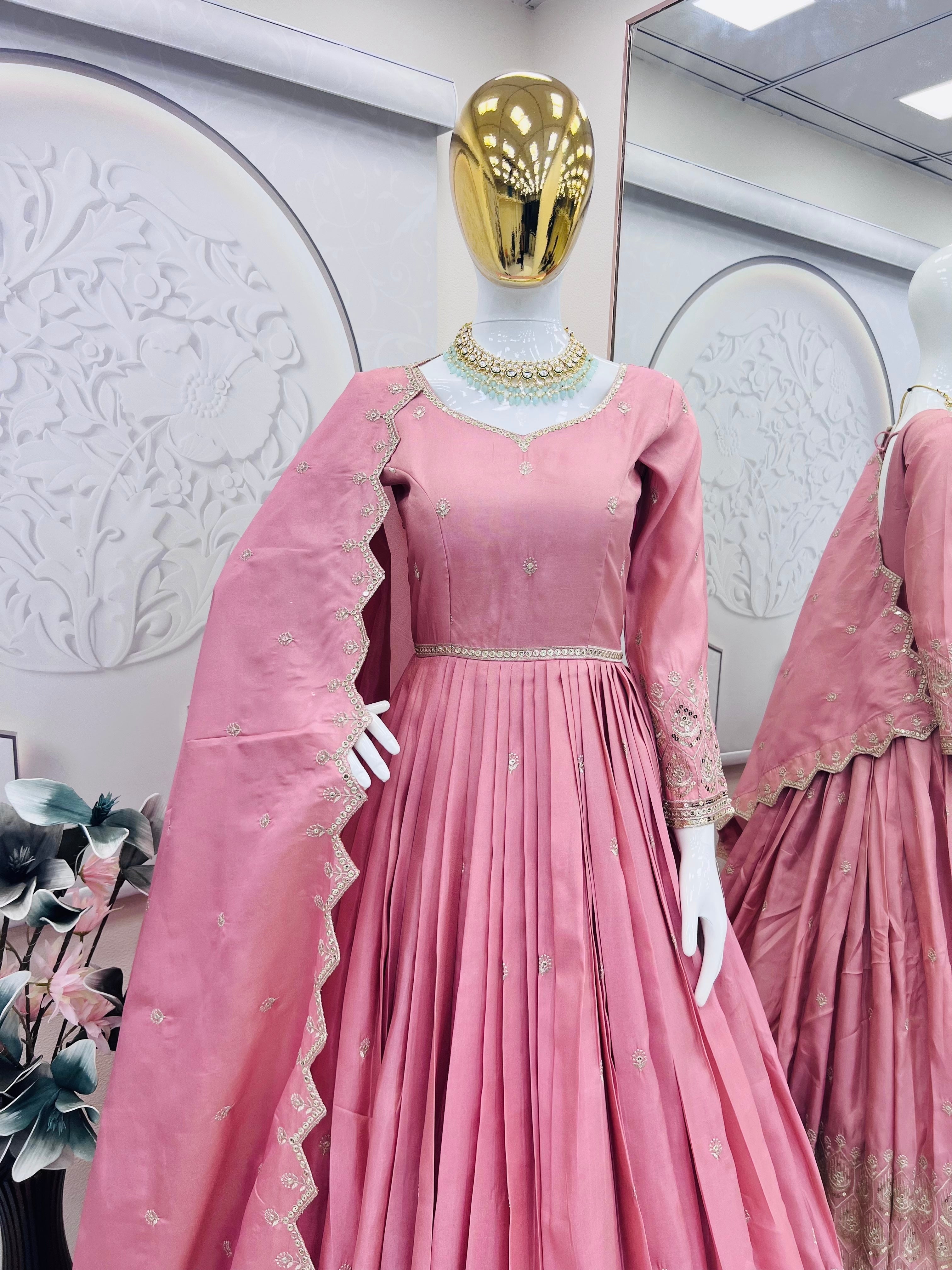 Party Wear Designer Anarkali Gown, Pent And Dupatta