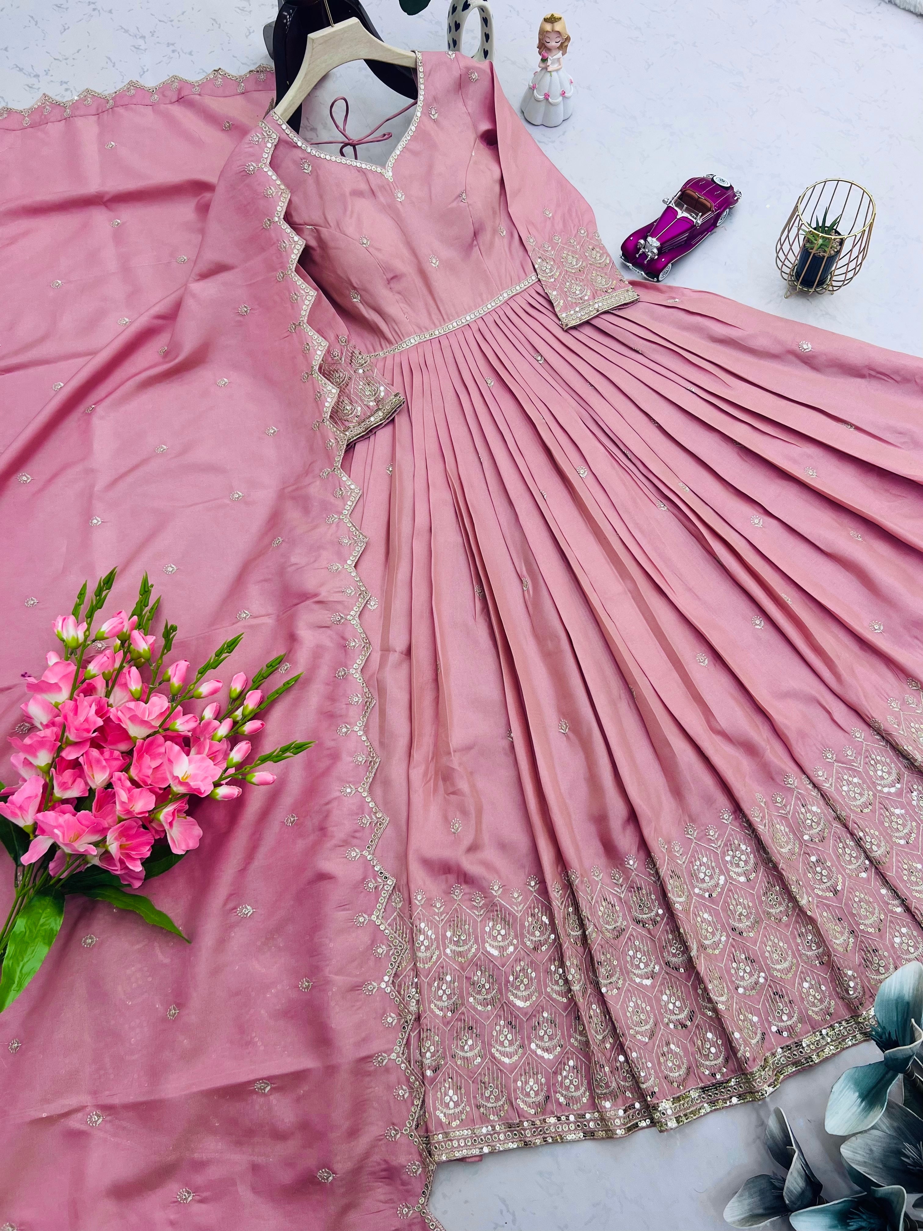 Party Wear Designer Anarkali Gown, Pent And Dupatta