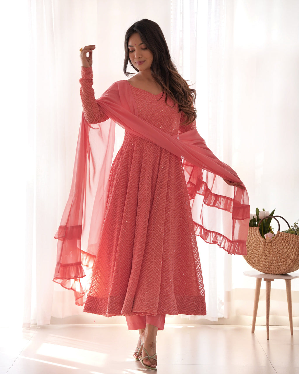 Party Wear Designer Anarkali Suit-Bottom And Dupatta