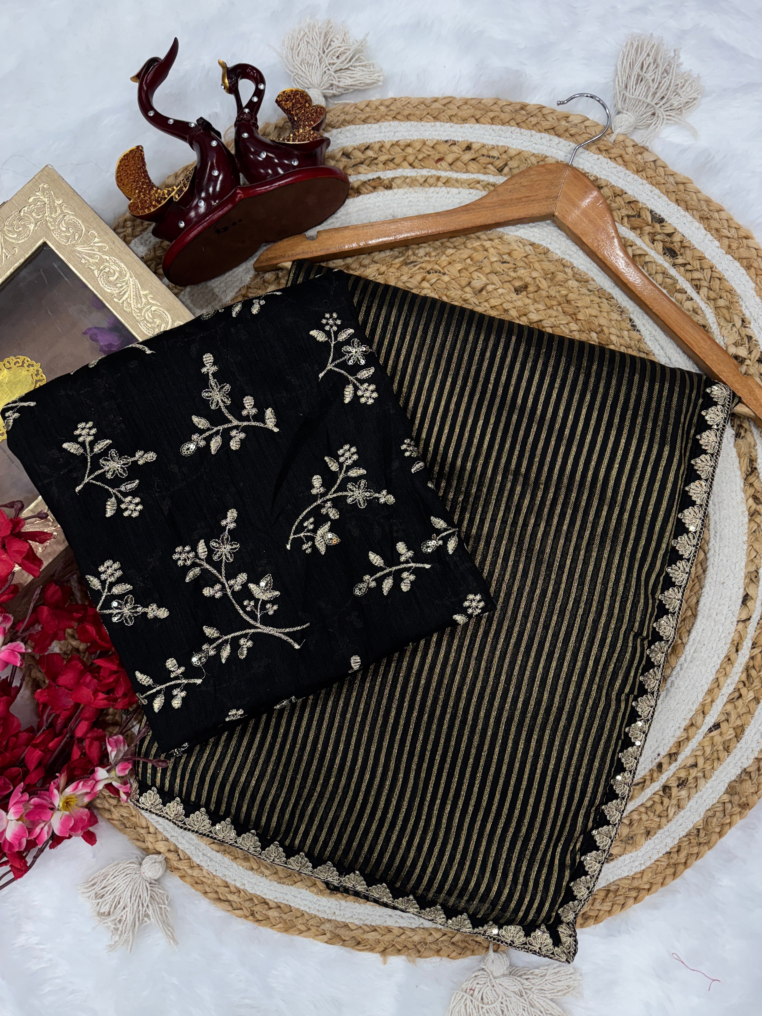 Designer Saree With Dori Embroidery Work Lace Border