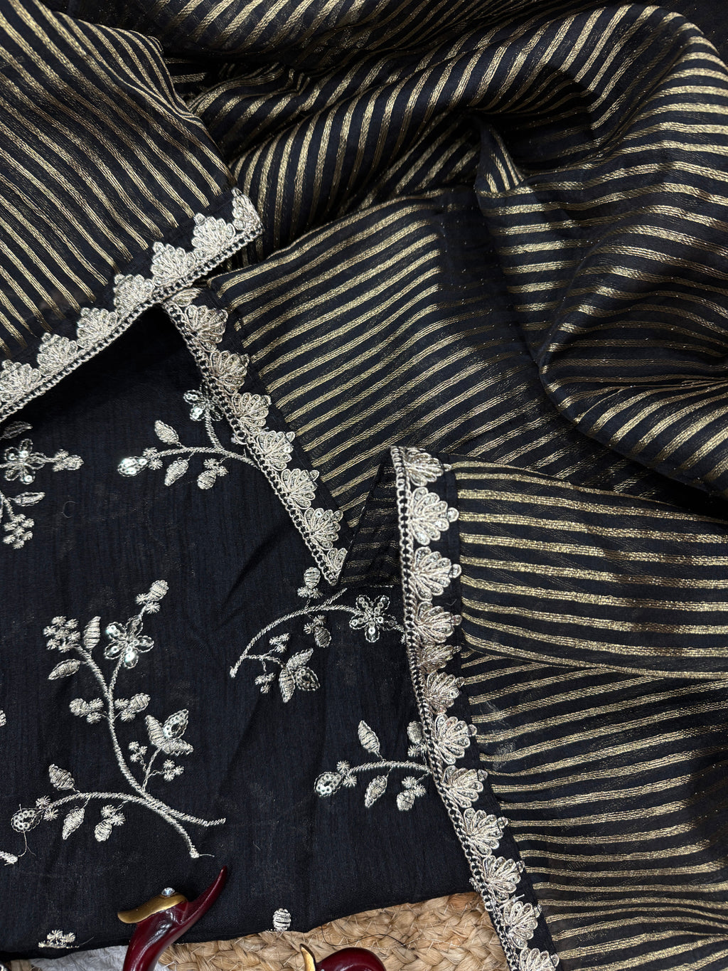 Designer Saree With Dori Embroidery Work Lace Border