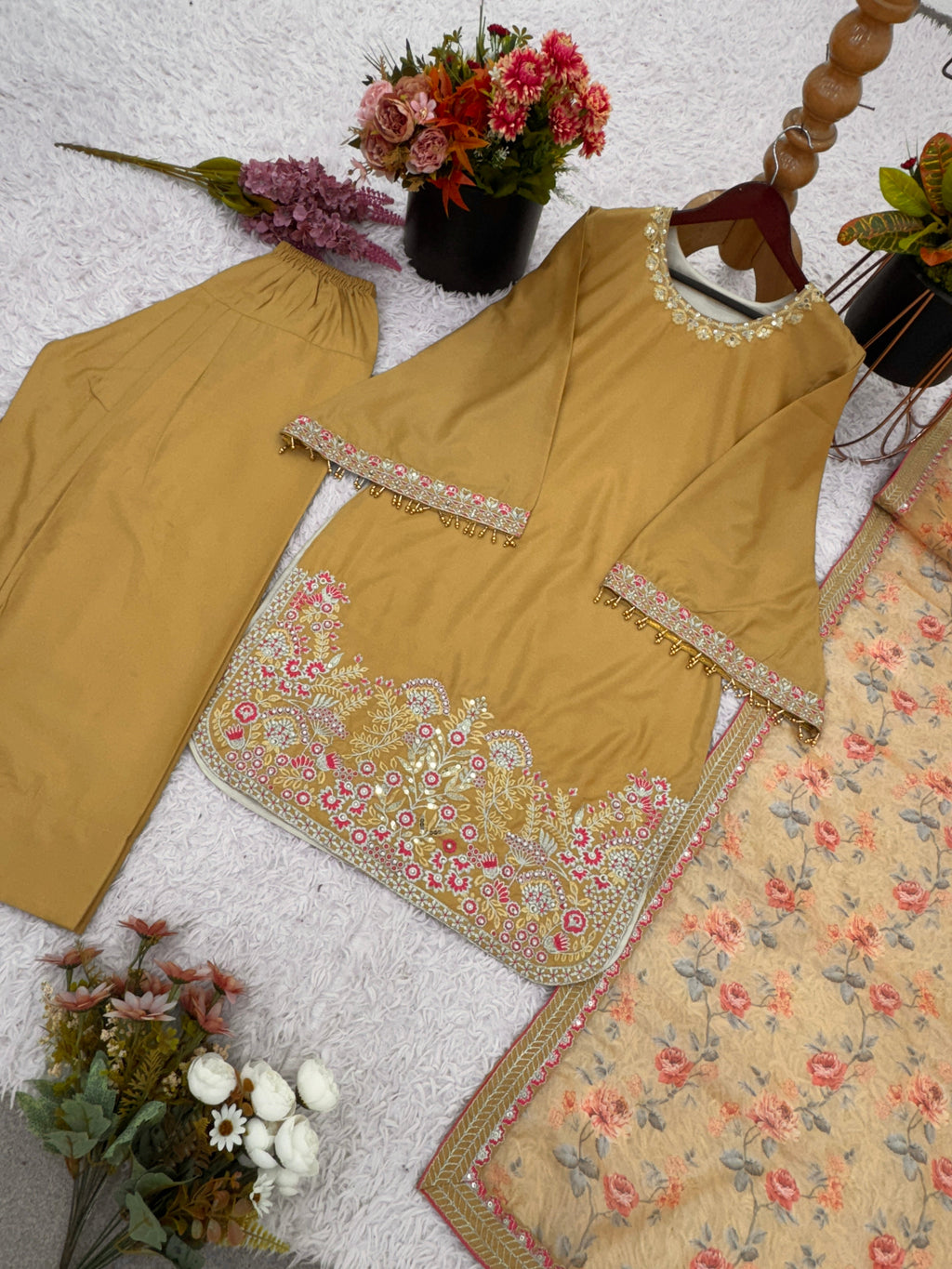 Beautiful Party Wear Suit Set With Embroidery Sequence Work