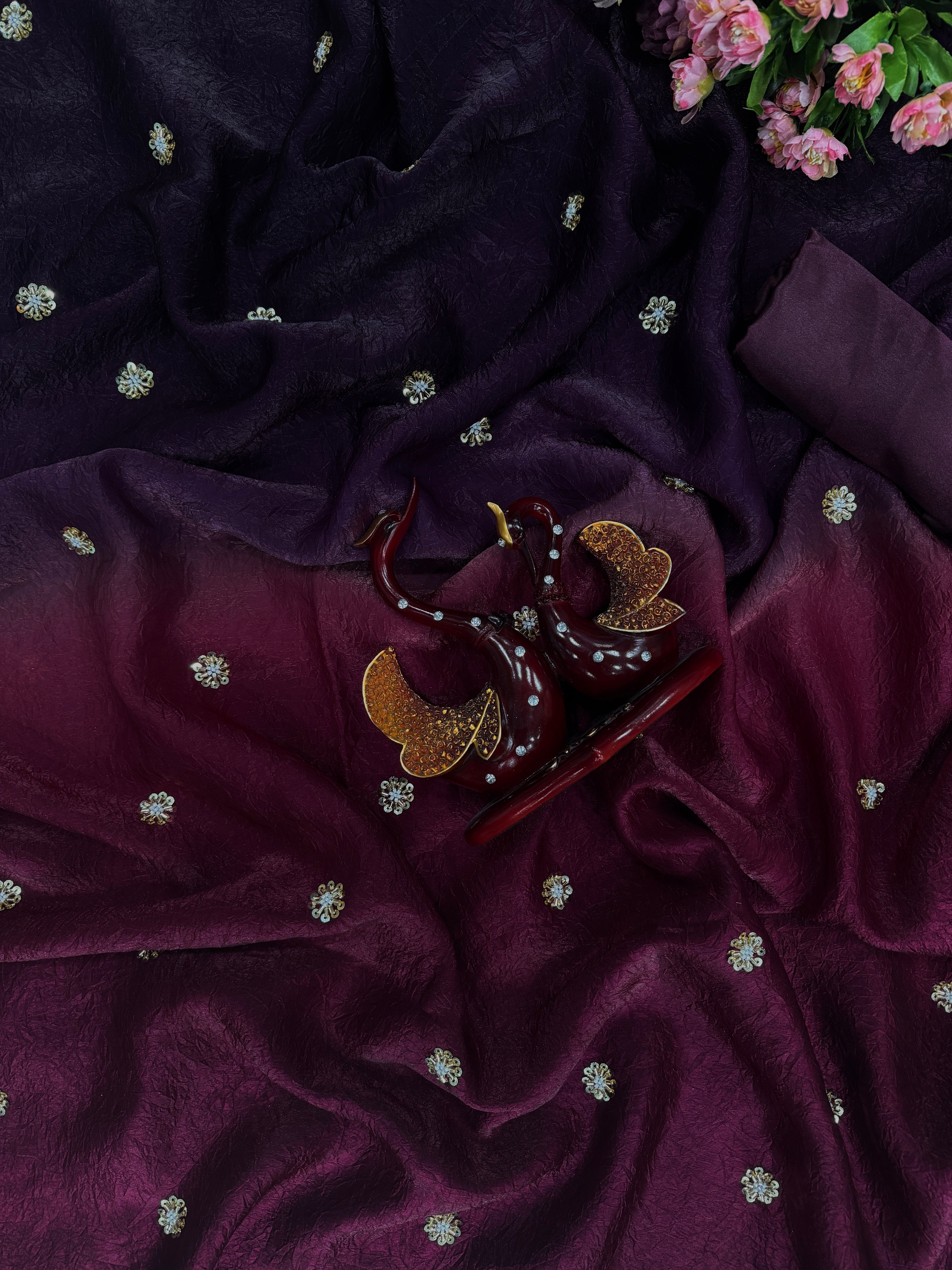 Designer Party Wear Look Saree With Sequence Work