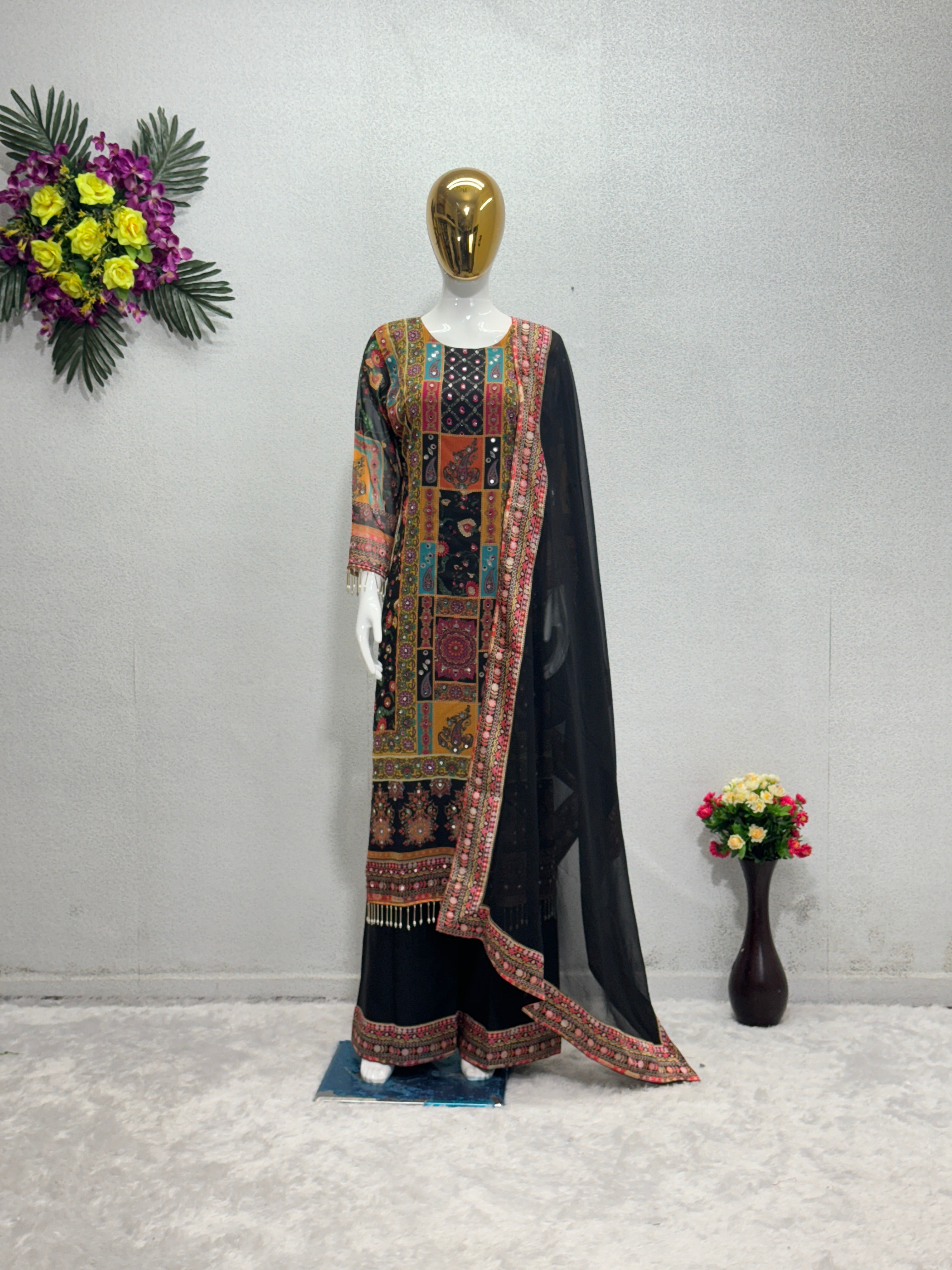 Party Wear Beautiful Top Bottom And Dupatta