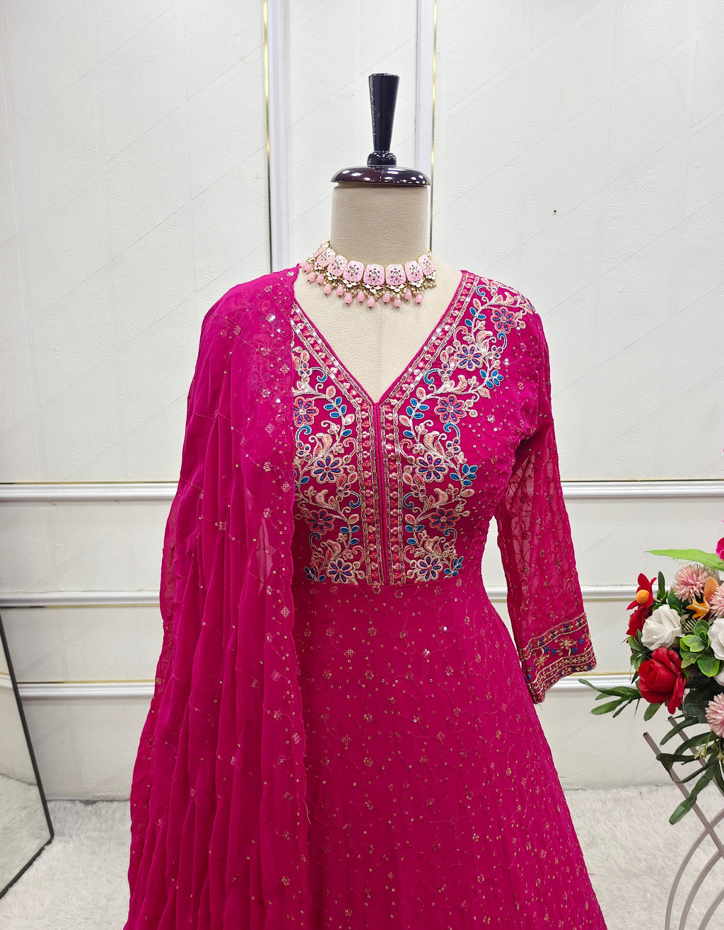 Designer Gown -Pent And Dupatta With Embroidery Sequence Work