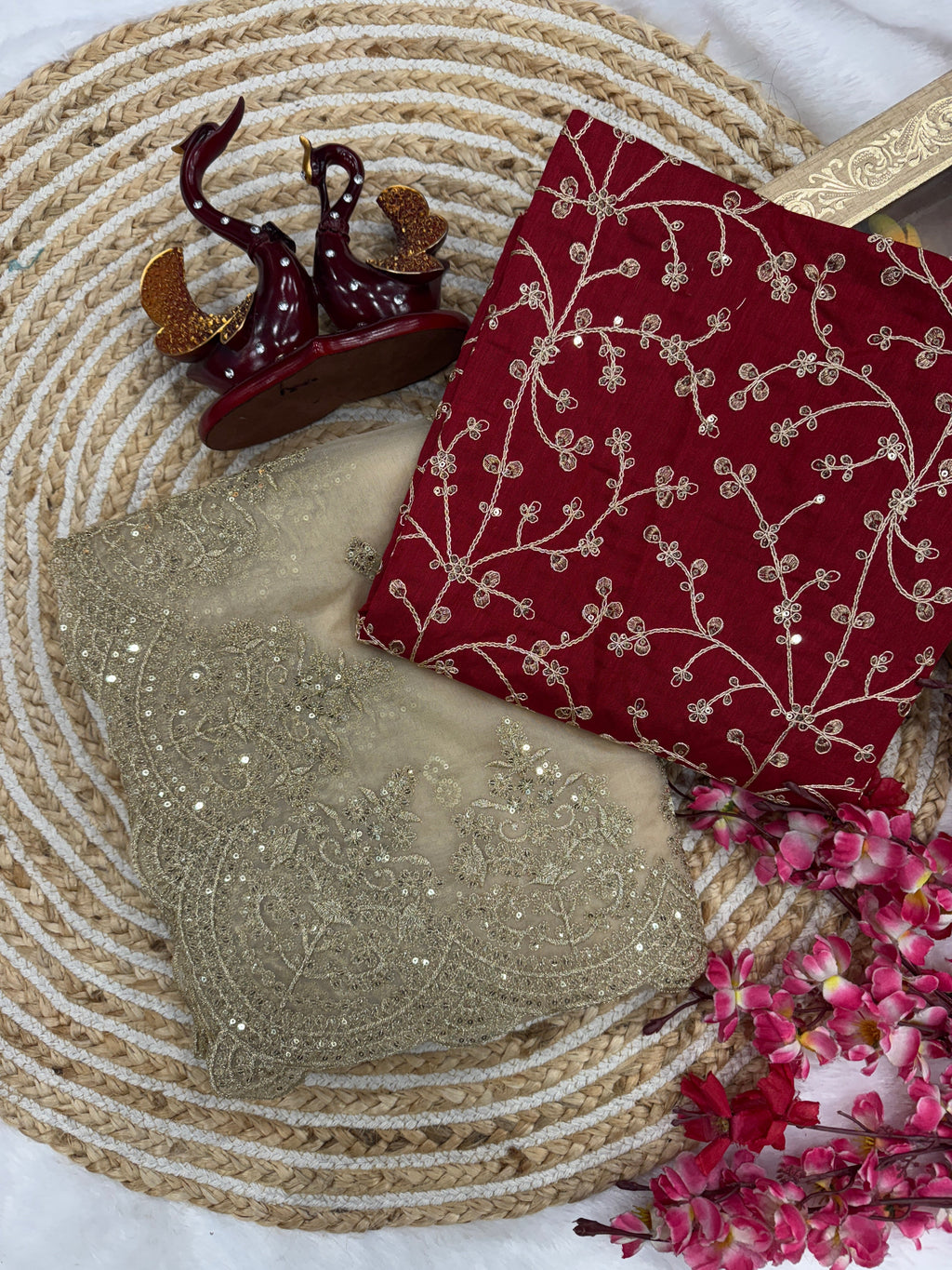 Party Wear Saree With Sequence And Zari Embroidery Work