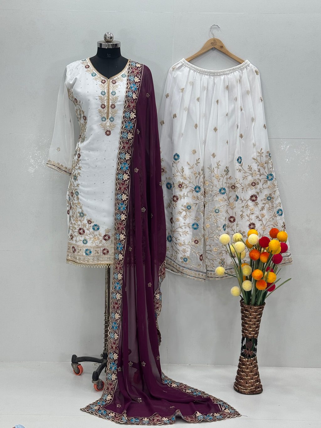 Beautiful Top Plazzo And Dupatta With Stone Hand Work