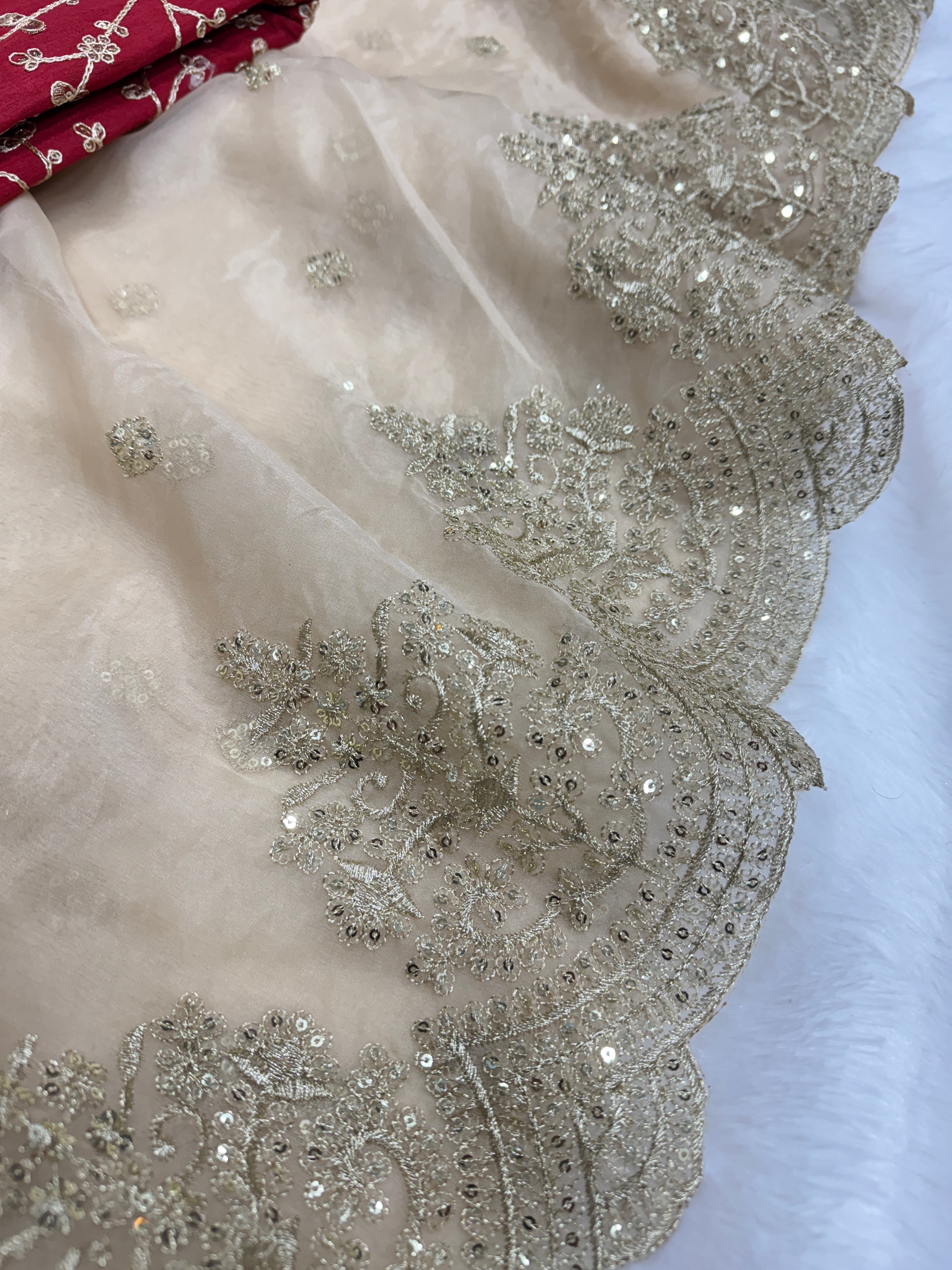 Party Wear Saree With Sequence And Zari Embroidery Work