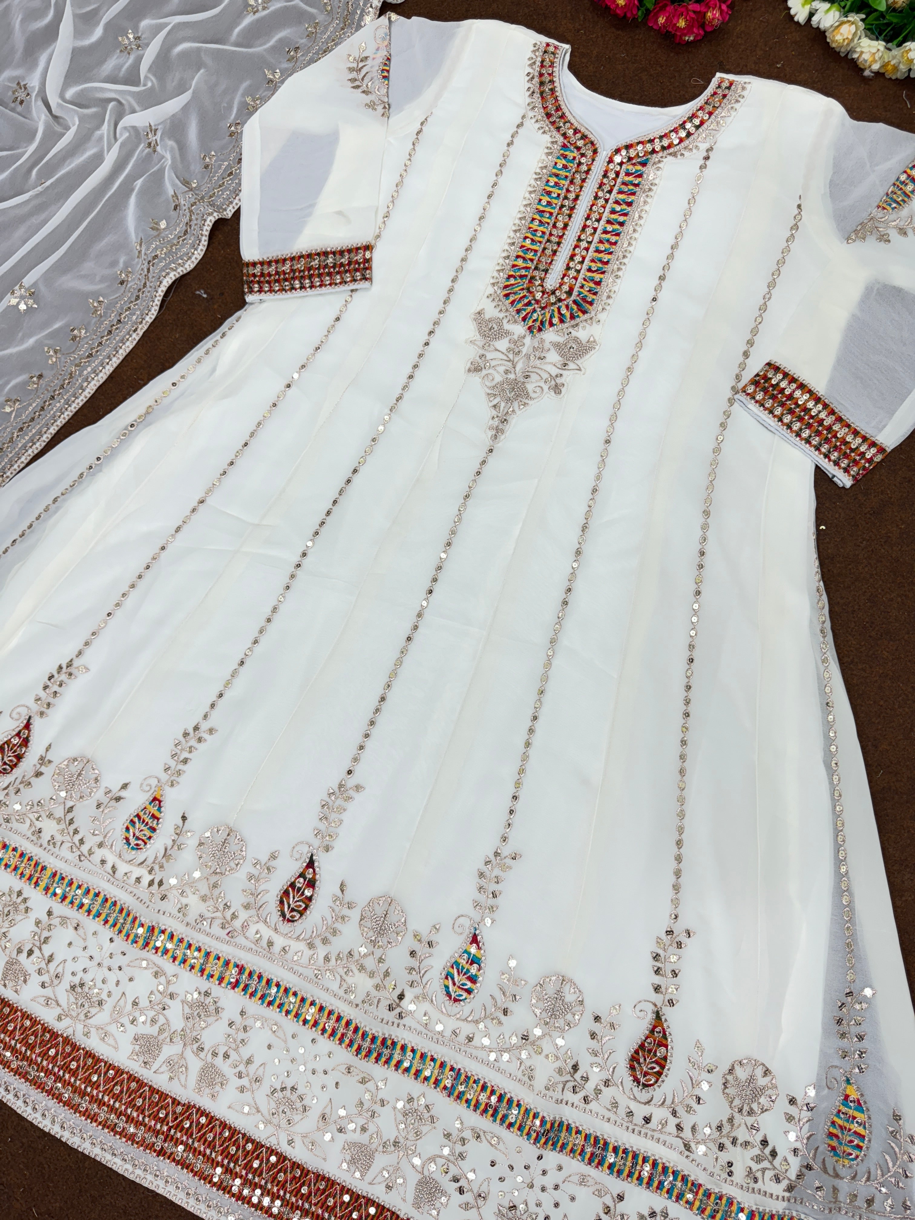 Beautiful Party Wear Anarkali Gown With Fancy Dupatta