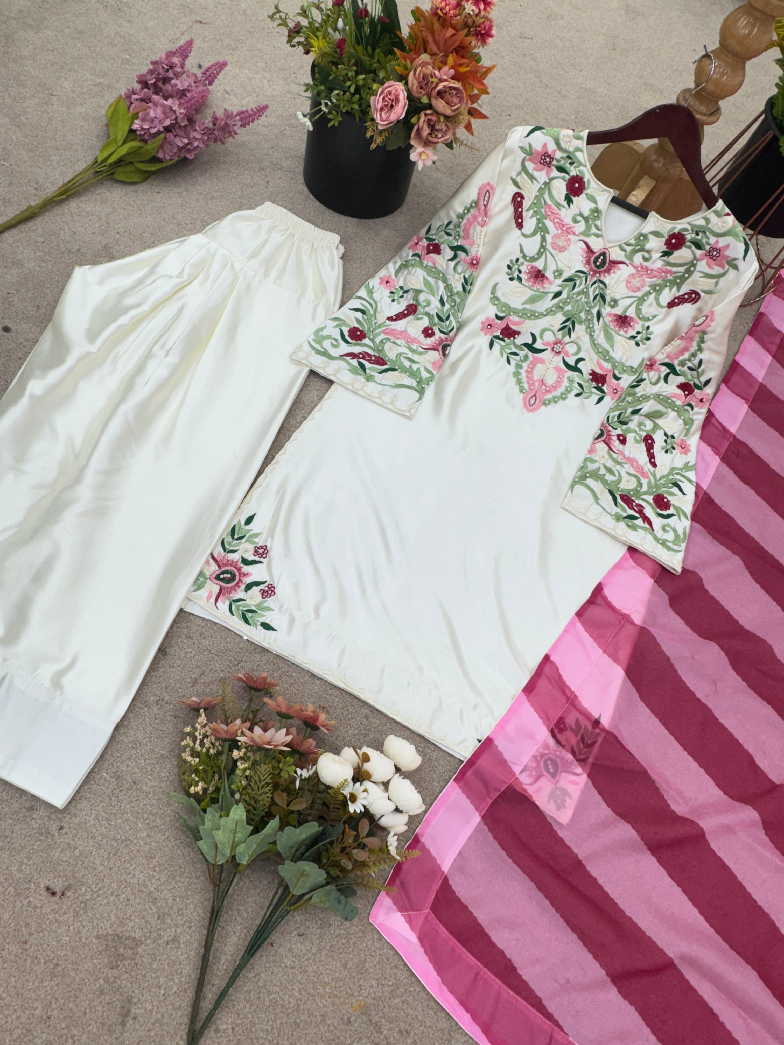 डिज़ाइनर पार्टी वियर टॉप-बॉटम और खूबसूरत दुपट्टा