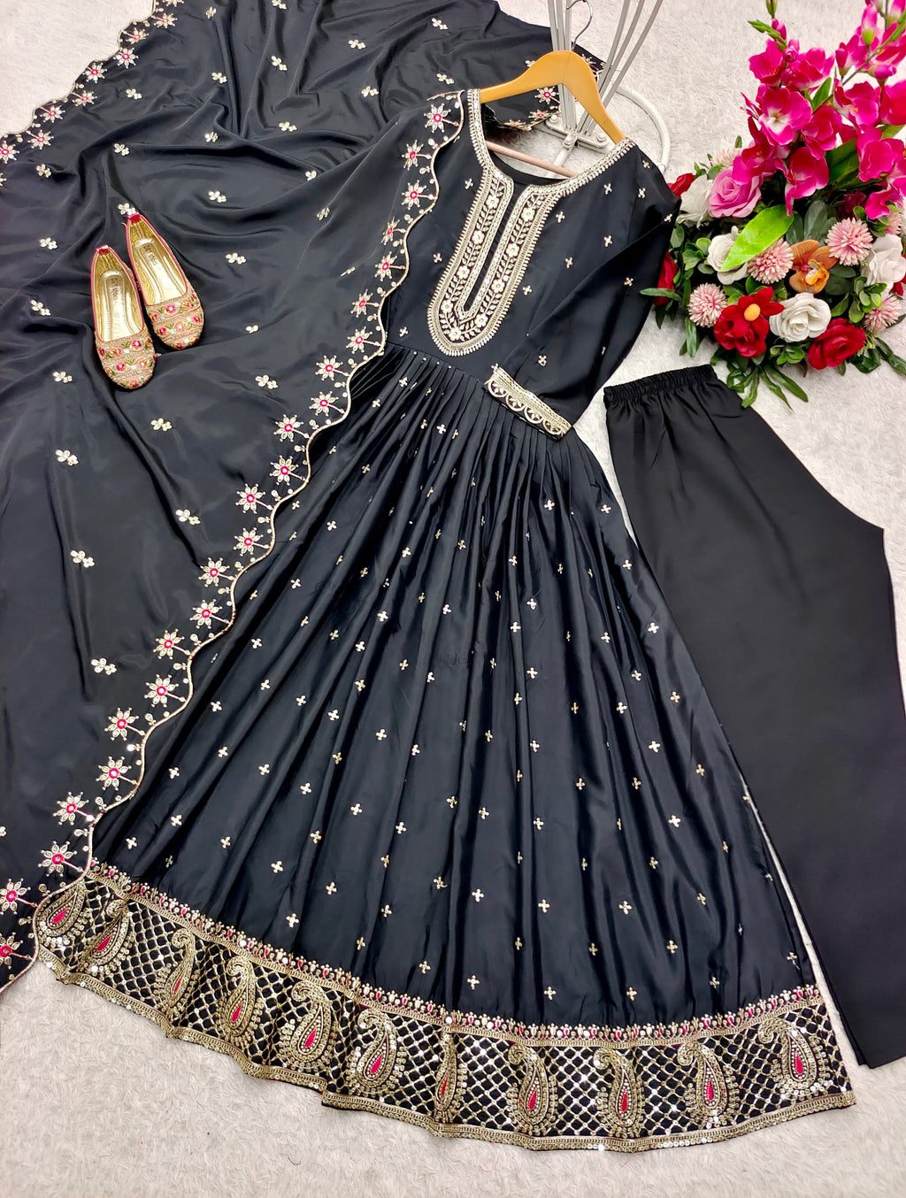 Beautiful Party Wear Look Gown-Pent And Dupatta