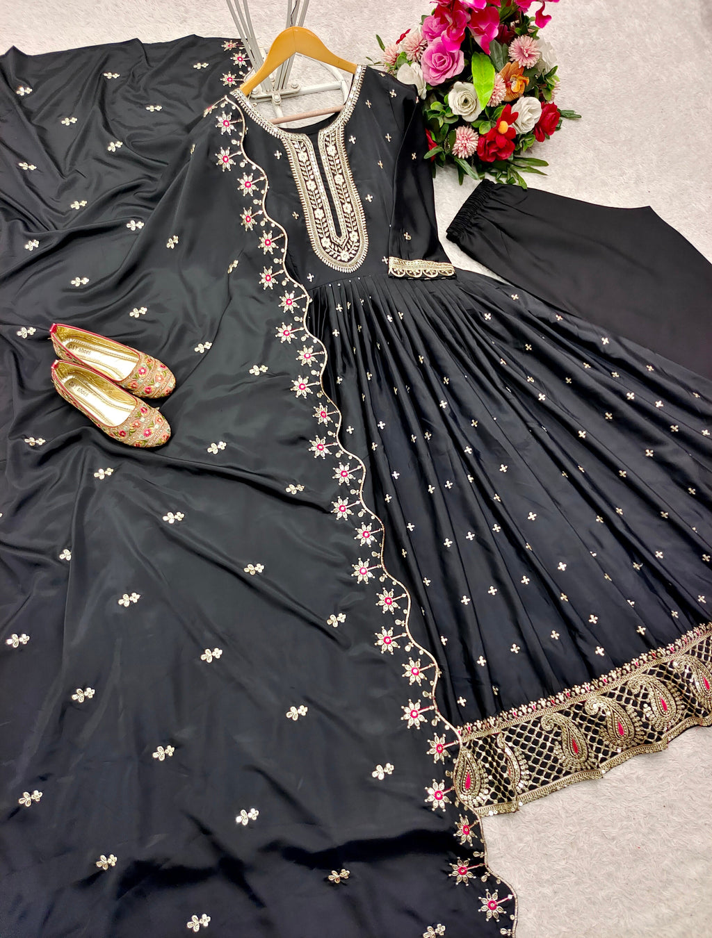 Beautiful Party Wear Look Gown-Pent And Dupatta