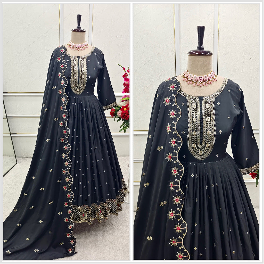 Beautiful Party Wear Look Gown-Pent And Dupatta
