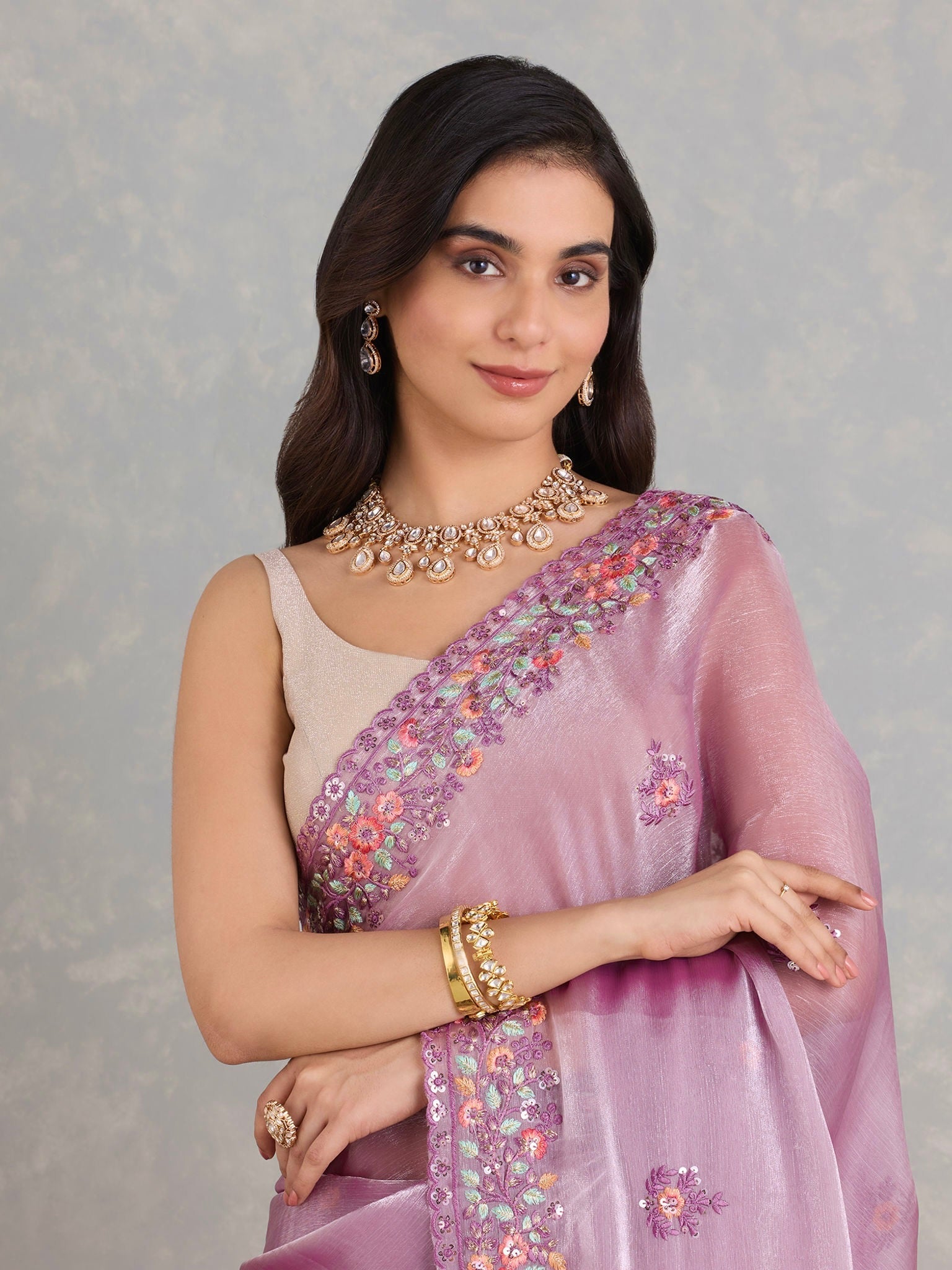 Party Wear Designer Saree With Embroidery Sequins Work