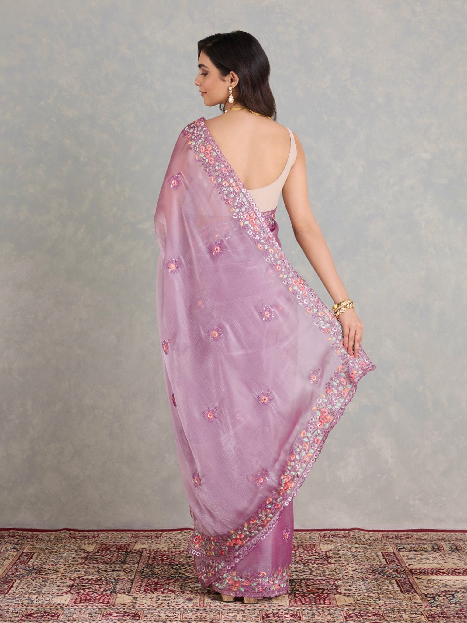Party Wear Designer Saree With Embroidery Sequins Work