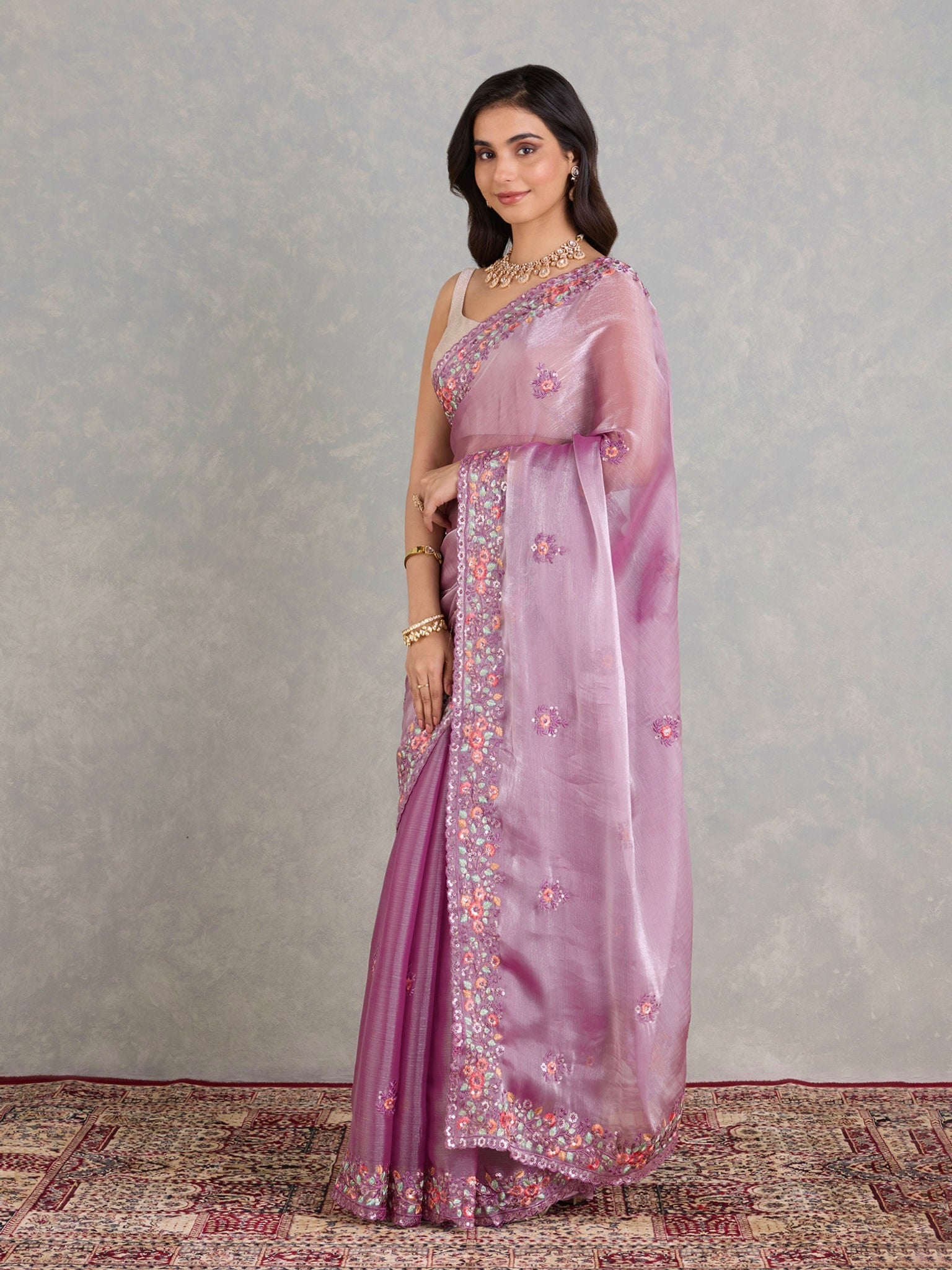 Party Wear Designer Saree With Embroidery Sequins Work