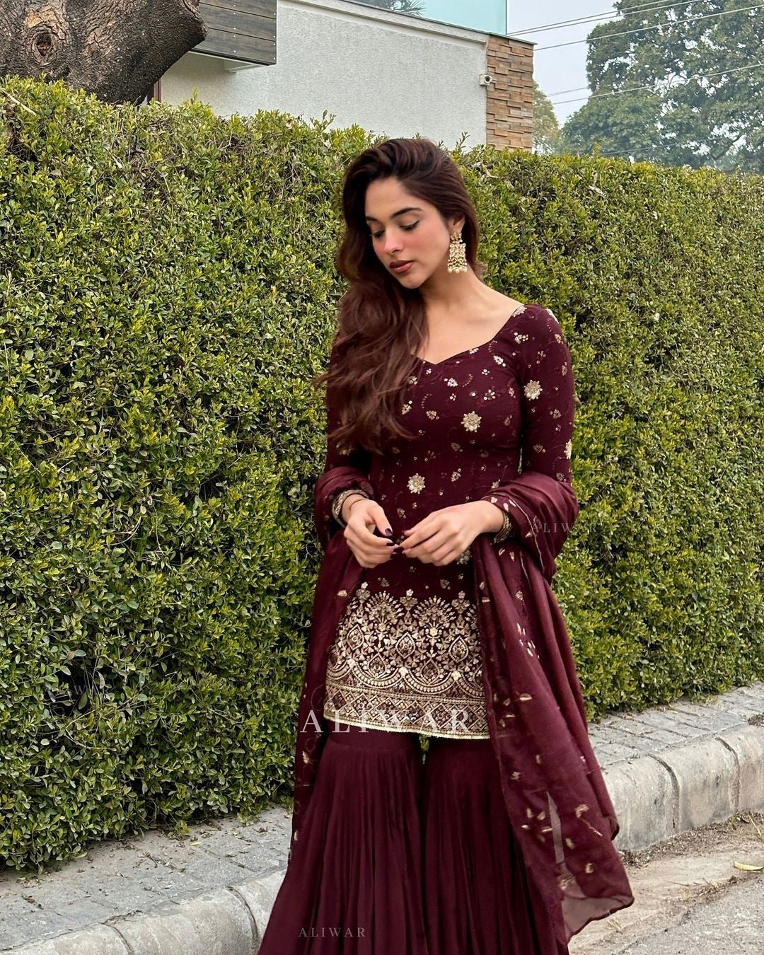 Beautiful Top-Plazzo And Dupatta With Heavy Embroidery Sequence Work