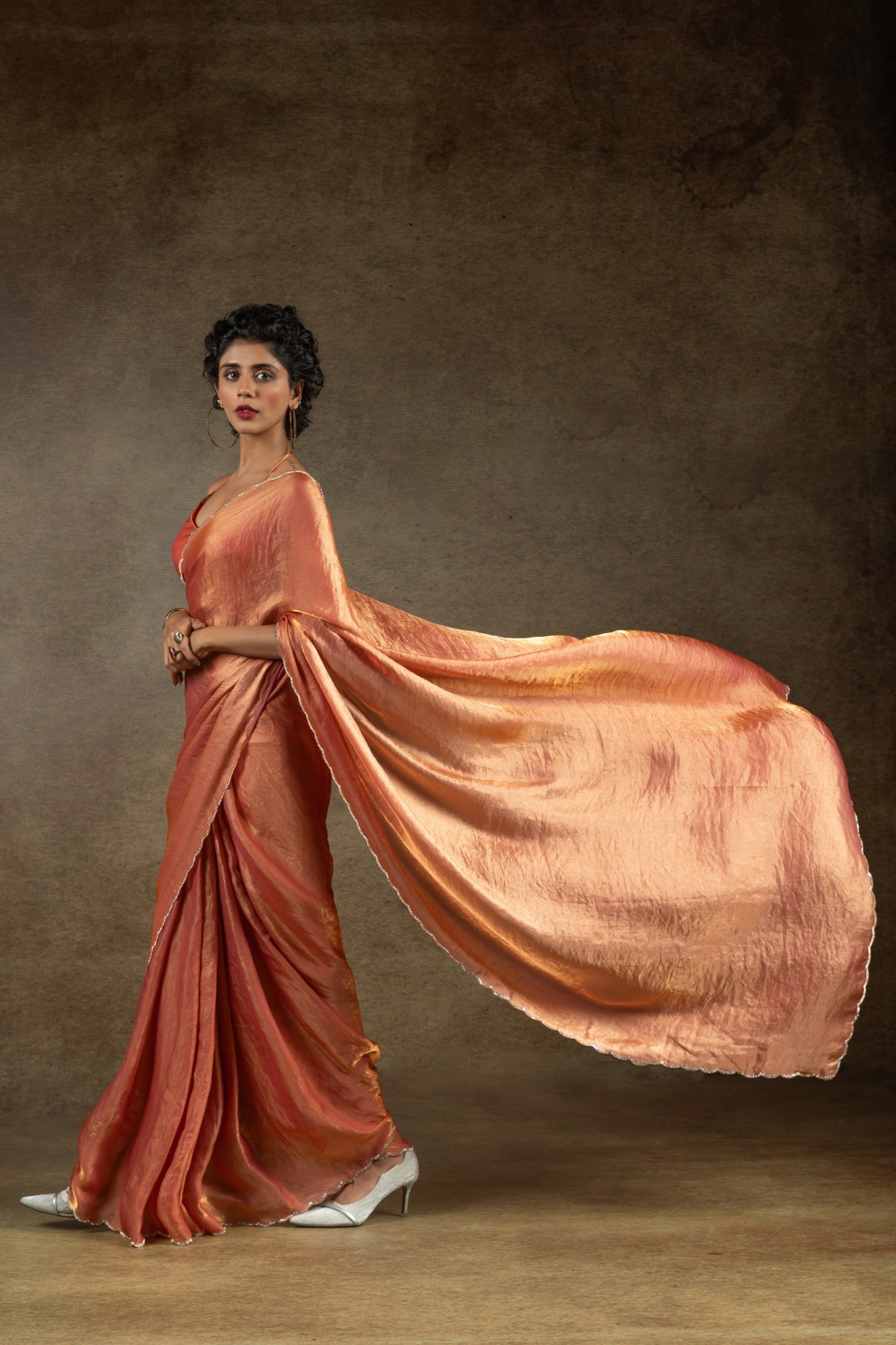 Party Wear Look Saree With Beautiful Jarkhan Diamond Work