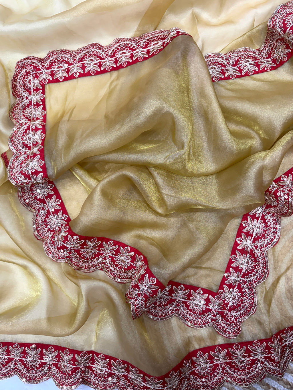 Party Wear Saree With Sequence And Cording Embroidery Work